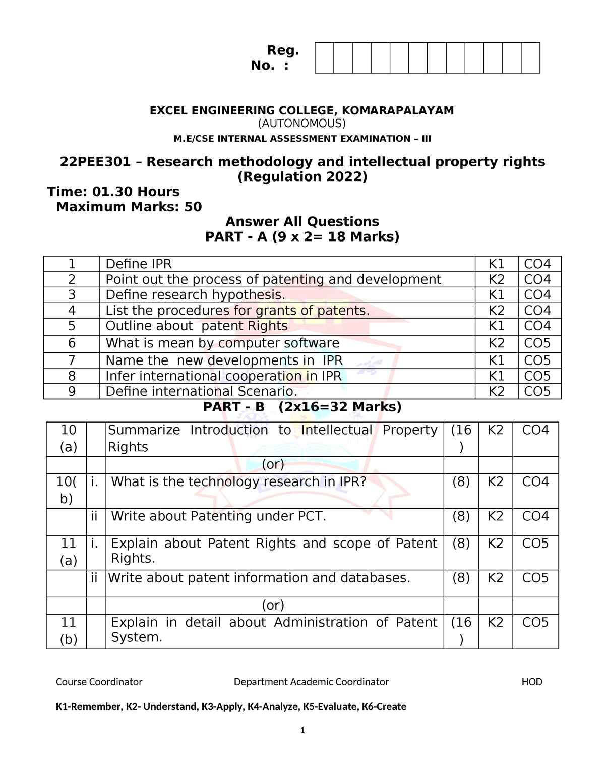 IPR 3 QB - Use this question bank - EXCEL ENGINEERING COLLEGE ...