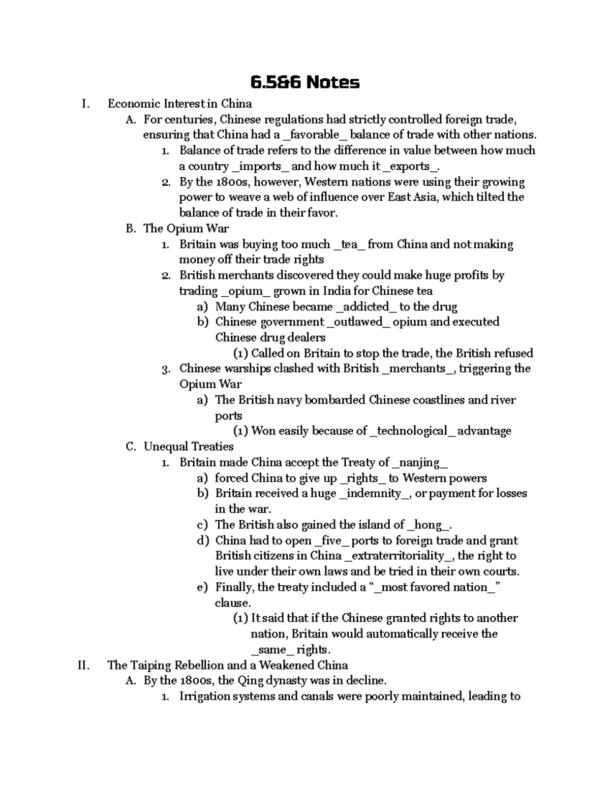 Untitled document About history 6&6 Notes I. Economic Interest in