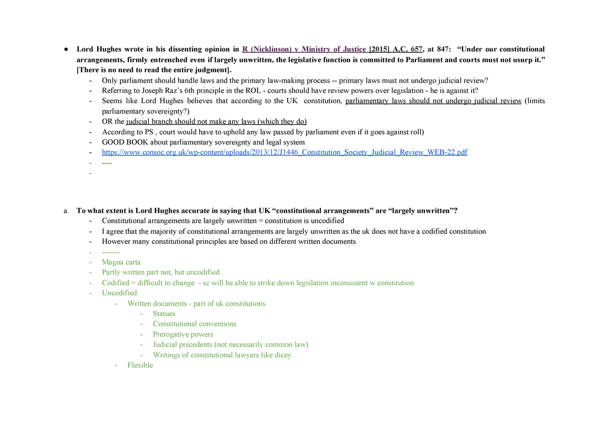 Tutorial 1 Topics 1-6 - Lord Hughes Wrote In His Dissenting Opinion In ...