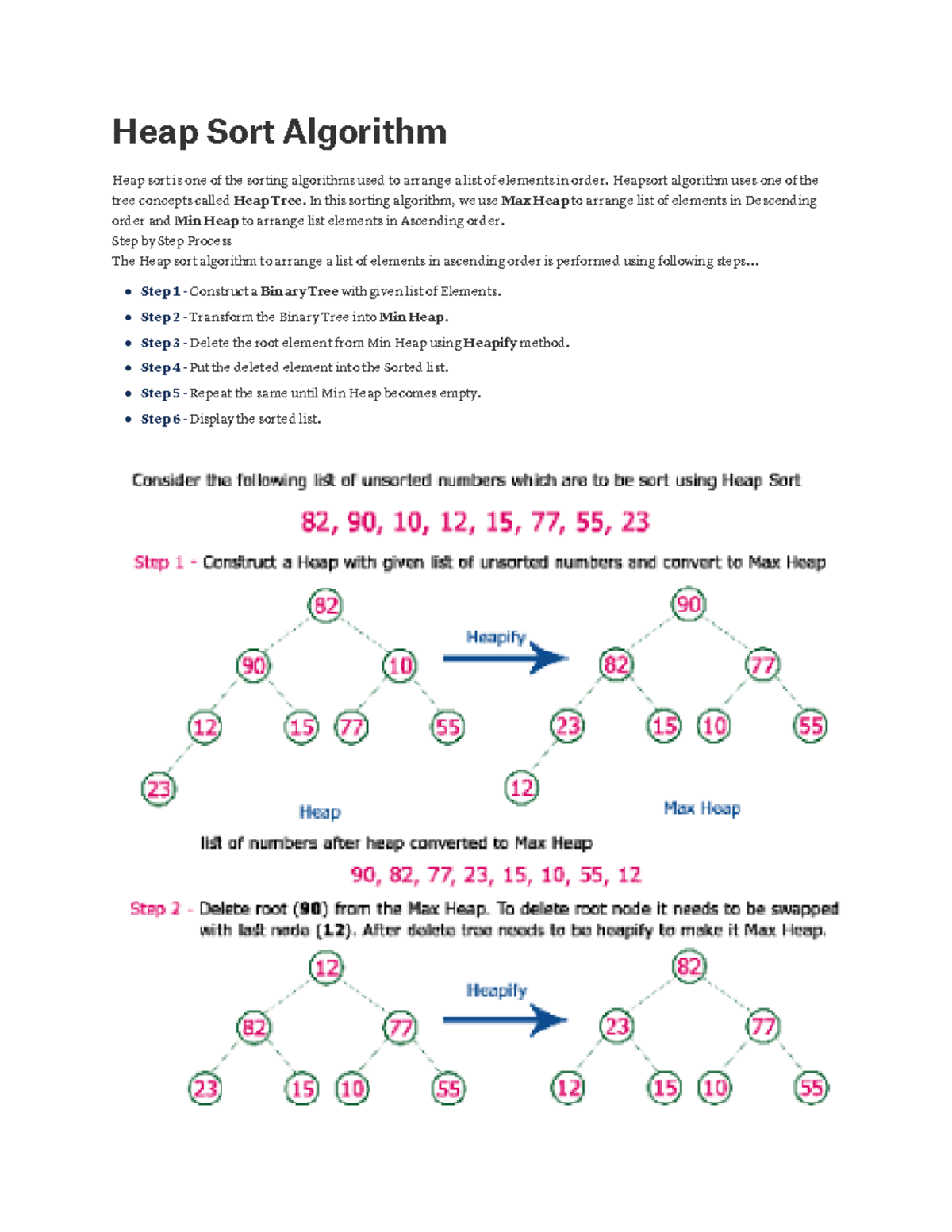 Heap Sort Algorithm-1 - algorithm - Heap Sort Algorithm Heap sort is ...