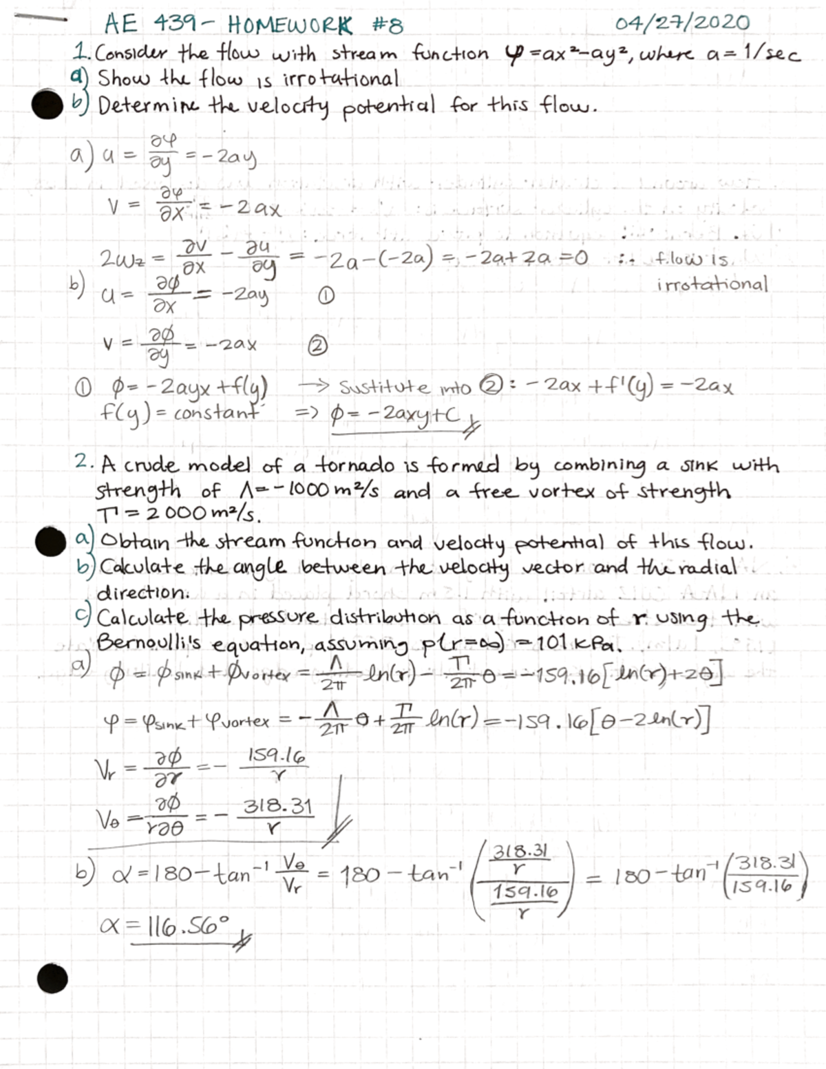 Aerodynamics II HW8 - Homework problems that help to study for exams ...