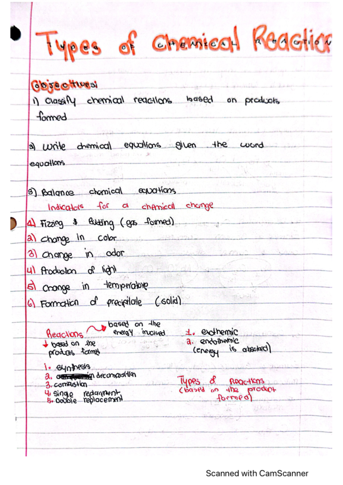 Chem notes - HEY - Types O Chemical Reaction Objectives 1) classify ...