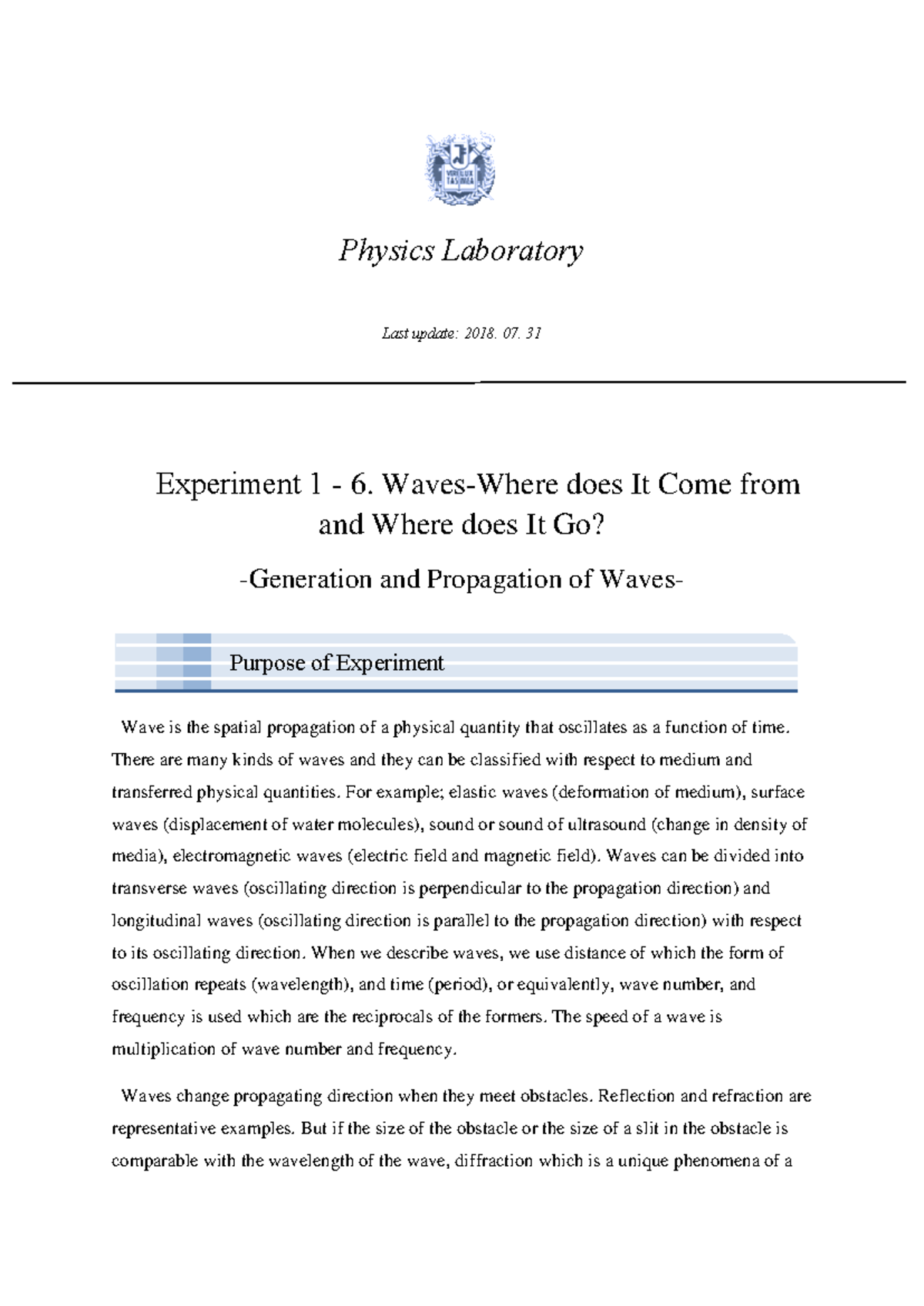 5. Wave(Eng) Manual for 5th experiment about Wave Physics