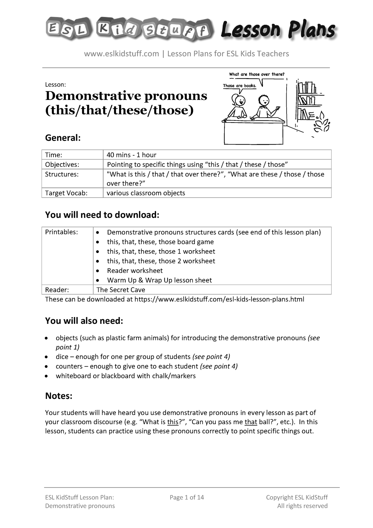 Demonstrative Pronouns Lesson Plan ESL KidStuff Lesson Plan Page 1 Of 14 Copyright ESL 