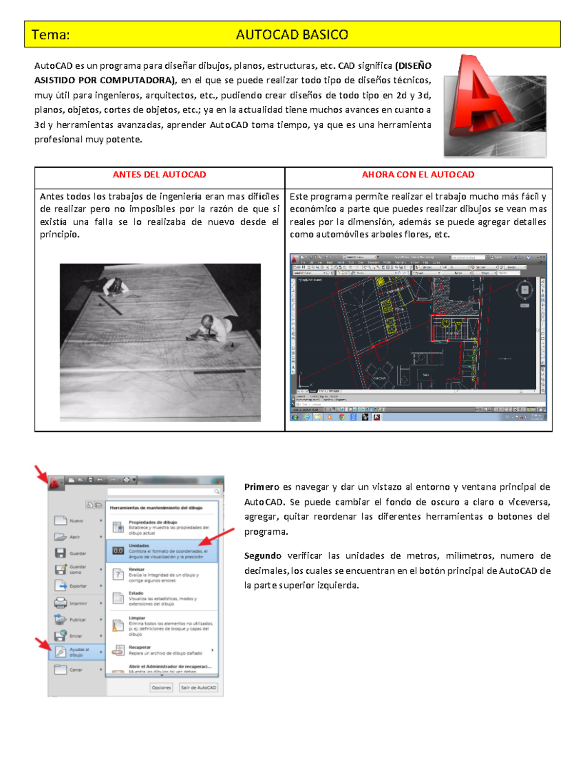U3-Dsieño Auto Cad - TECNOLOGIA - AutoCAD es un programa para diseÒar ...