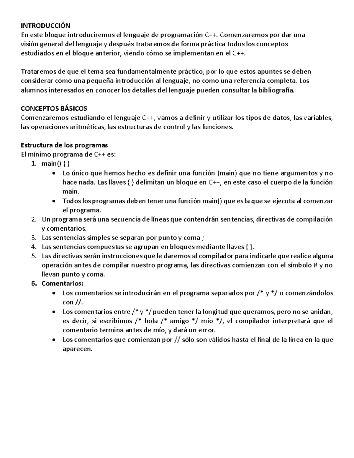 C++ - Apuntes de C++ - INTRODUCCIÓN En este bloque introduciremos el ...