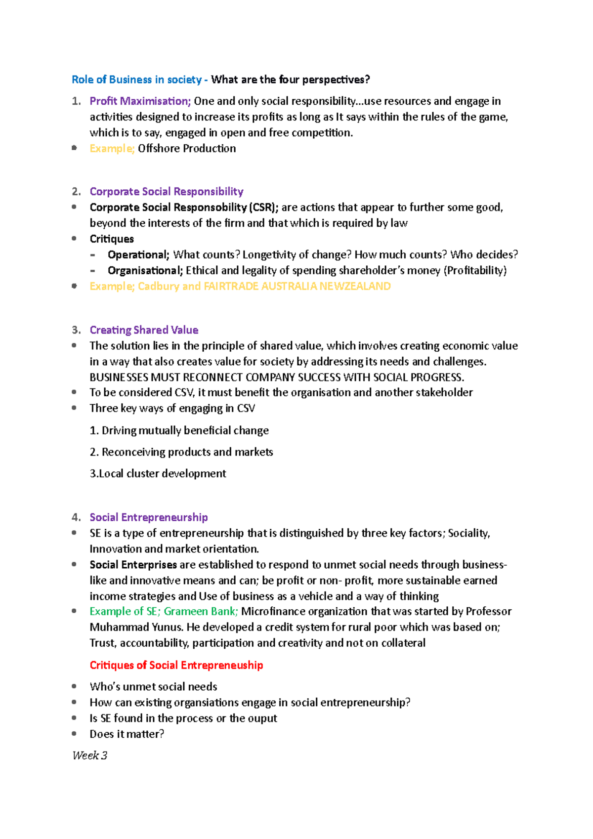 BUSS1000 Summary - Role of Business in society - What are the four ...