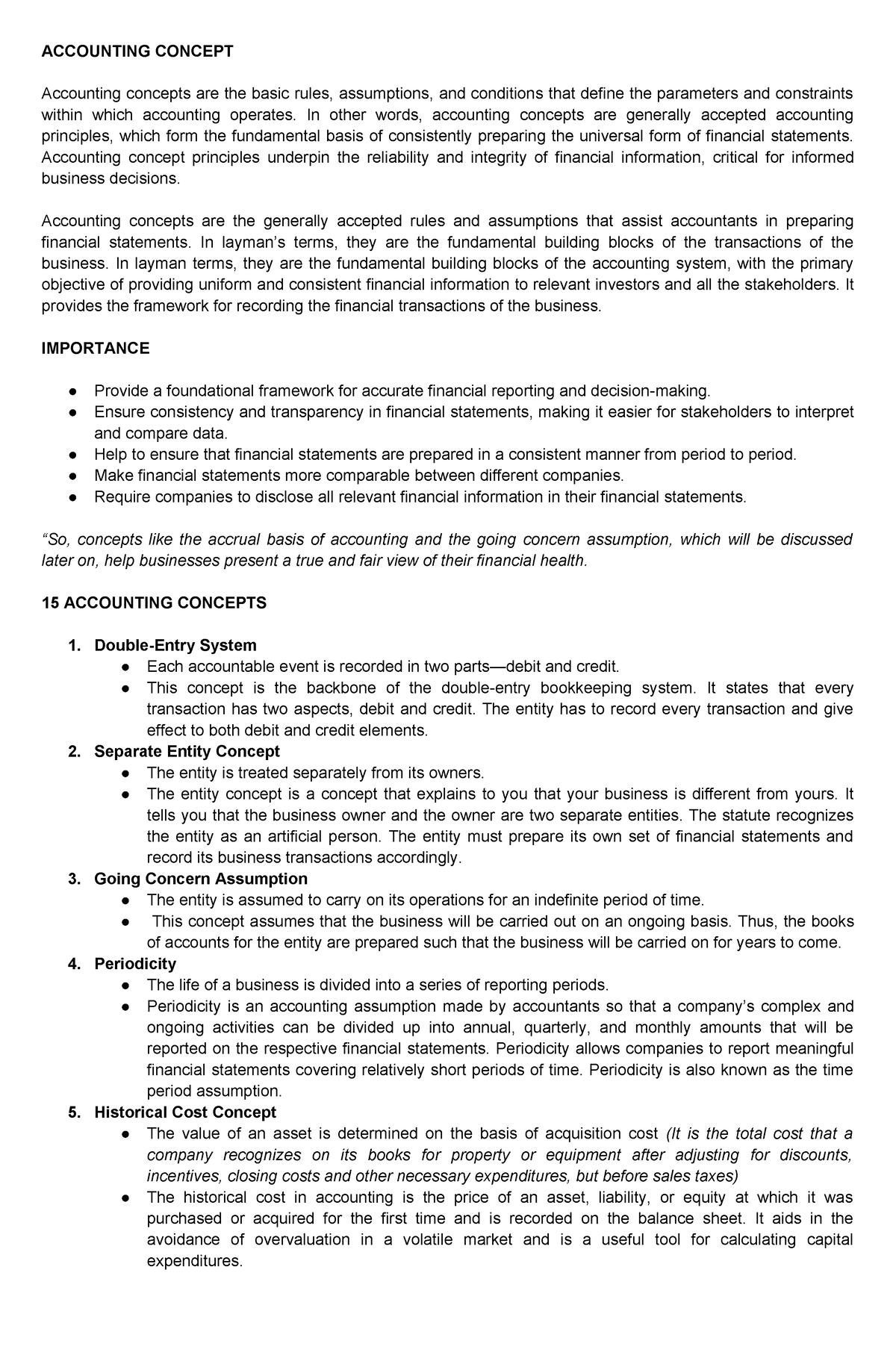 Accounting Concept - ACCOUNTING CONCEPT Accounting concepts are the ...