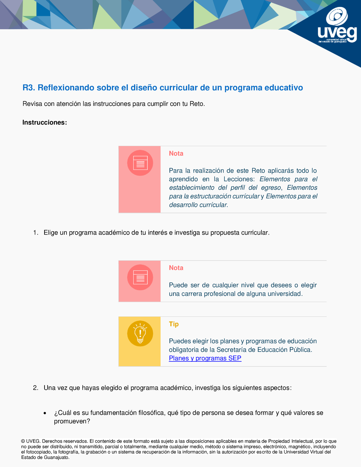 Dec U1 R3 Instrucciones © Uveg Derechos Reservados El Contenido De Este Formato Está Sujeto 