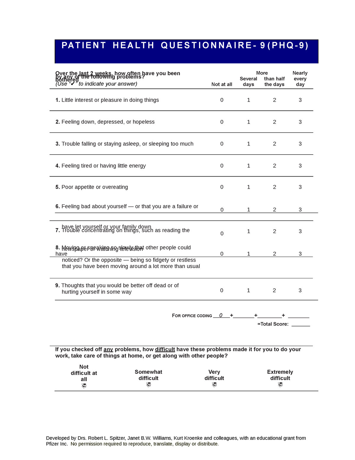 Patient-health-questionnaire - Mental Health Nursing - Unilag - Studocu