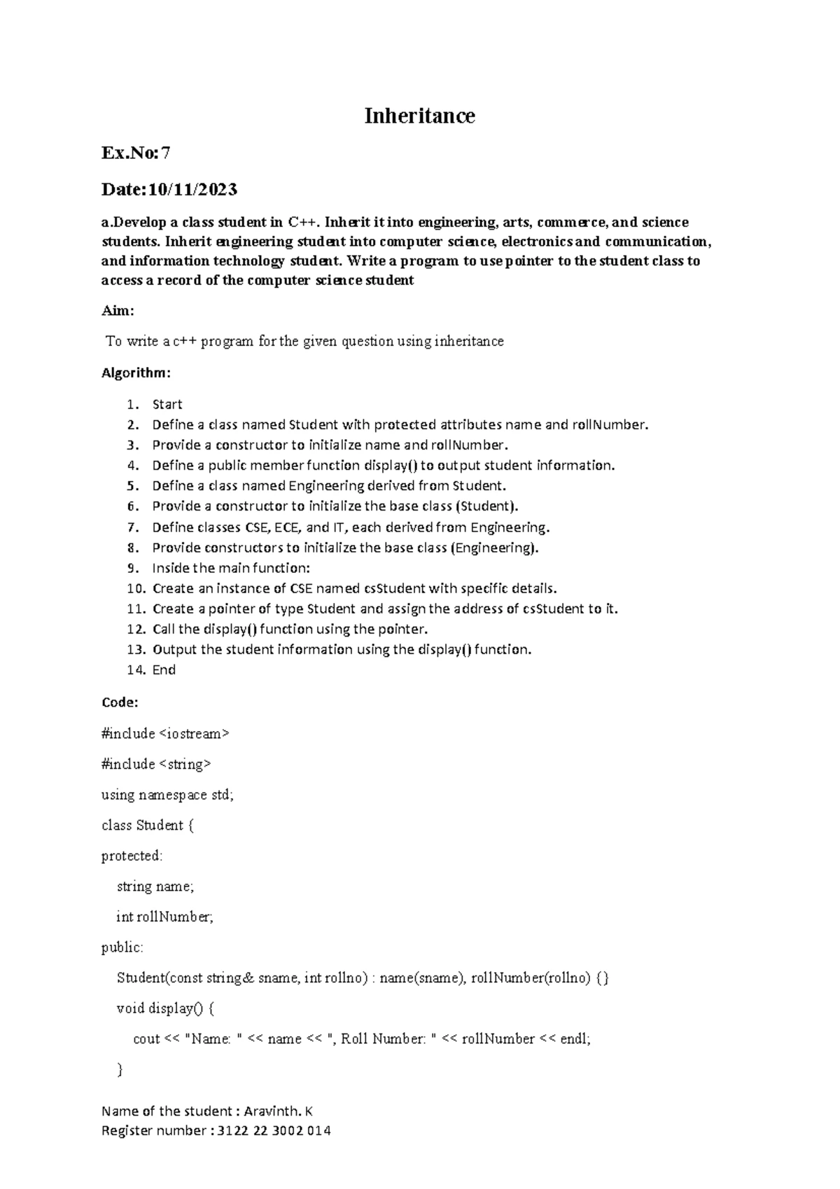 Exercise-06 - These are basic C++ Exercises - Name of the student ...