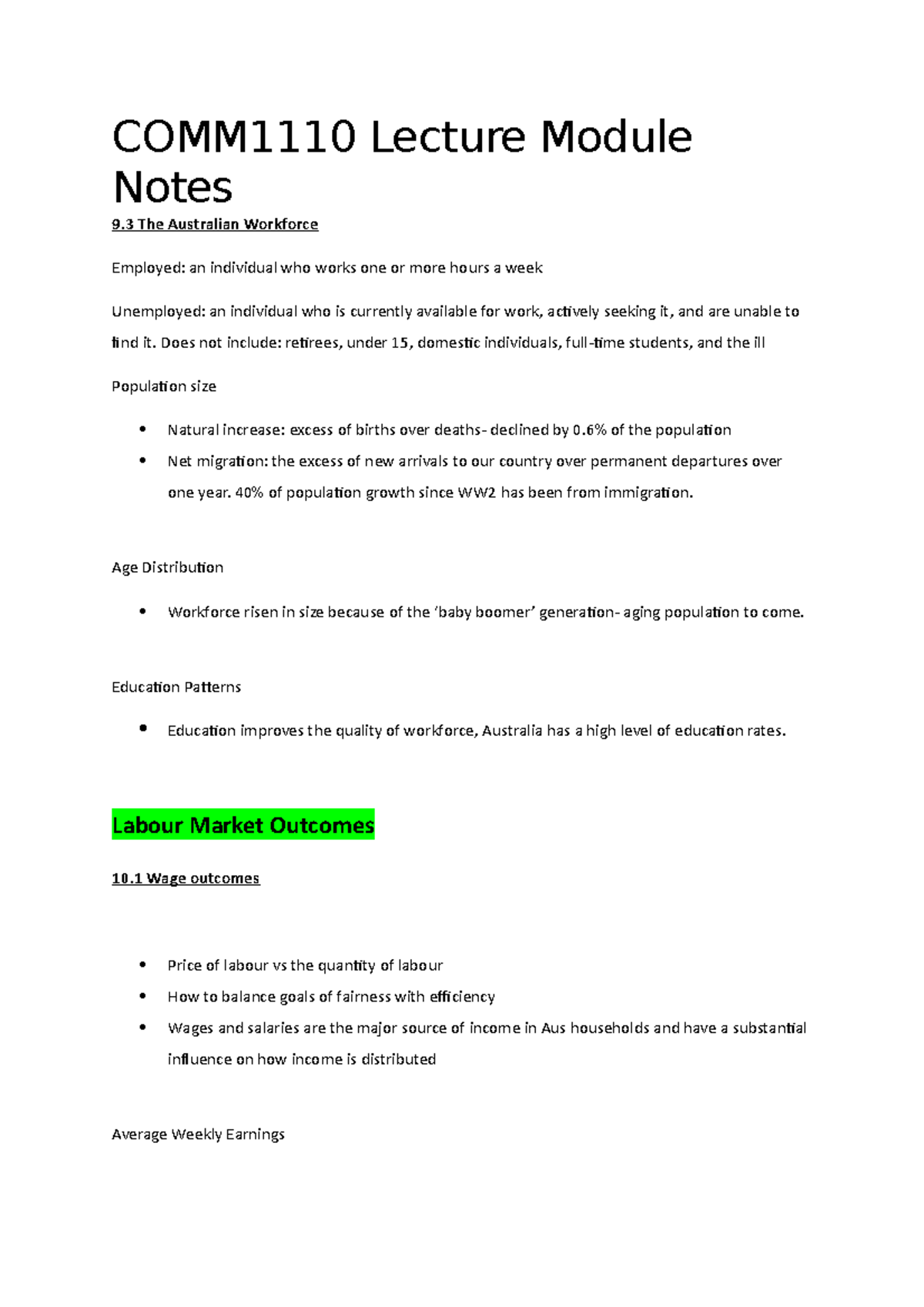 COMM1110 lecture 9 notes - COMM1110 Lecture Module Notes 9 The ...