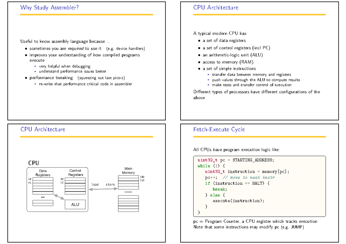 MIPS basics - Lecture notes 4 - Why Study Assembler? Useful to know ...