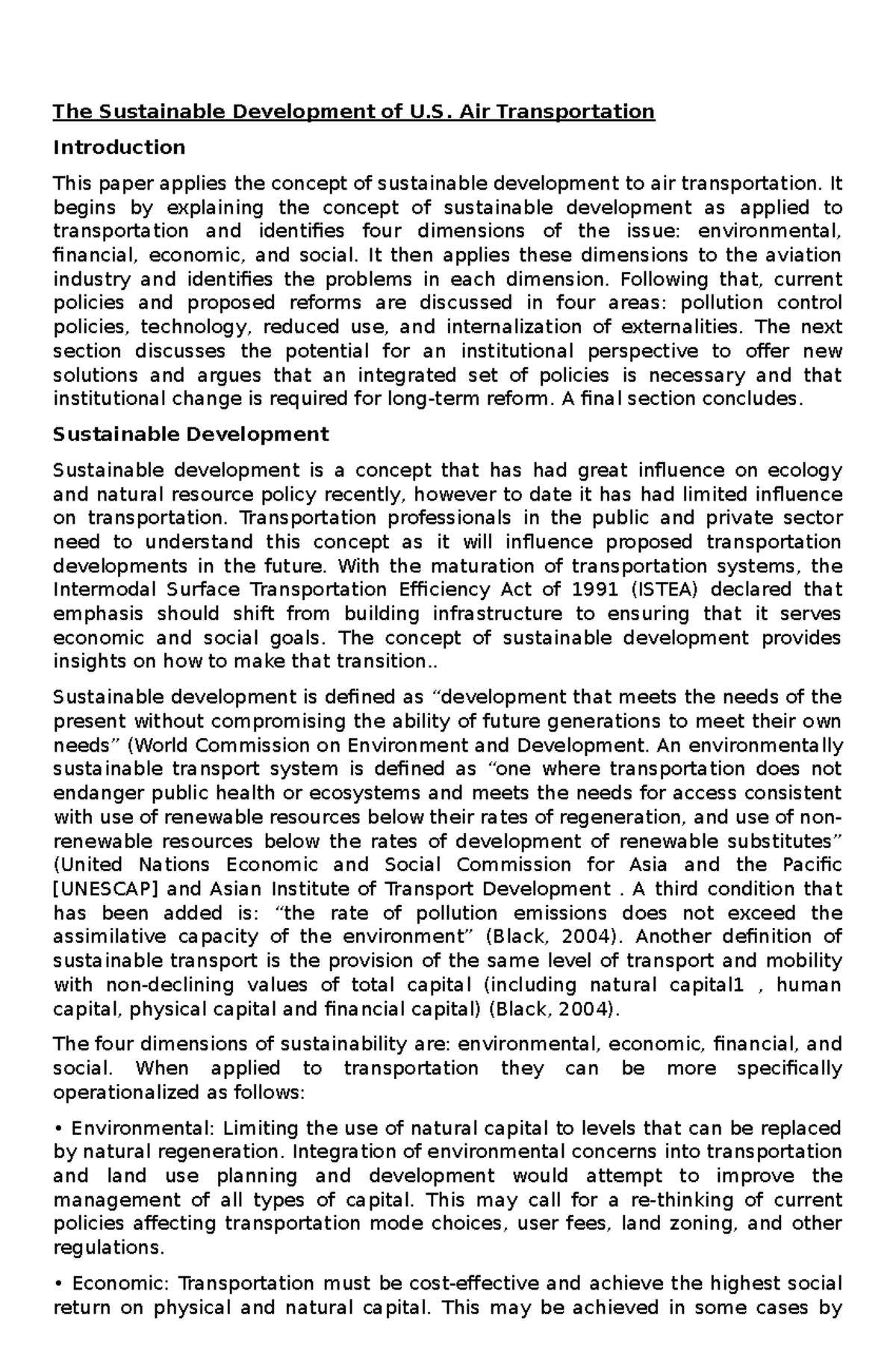 The Sustainable Development of U.S. Air Transportation - The ...