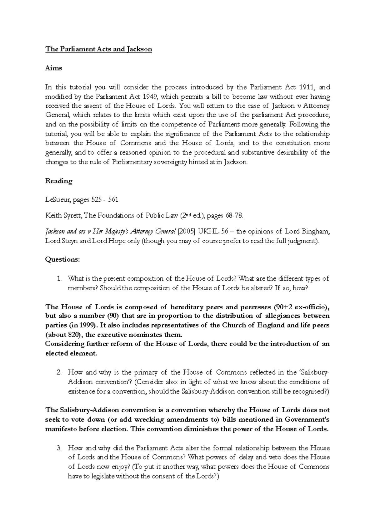 Parliament - Tutorial - The Parliament Acts and Jackson Aims In this ...