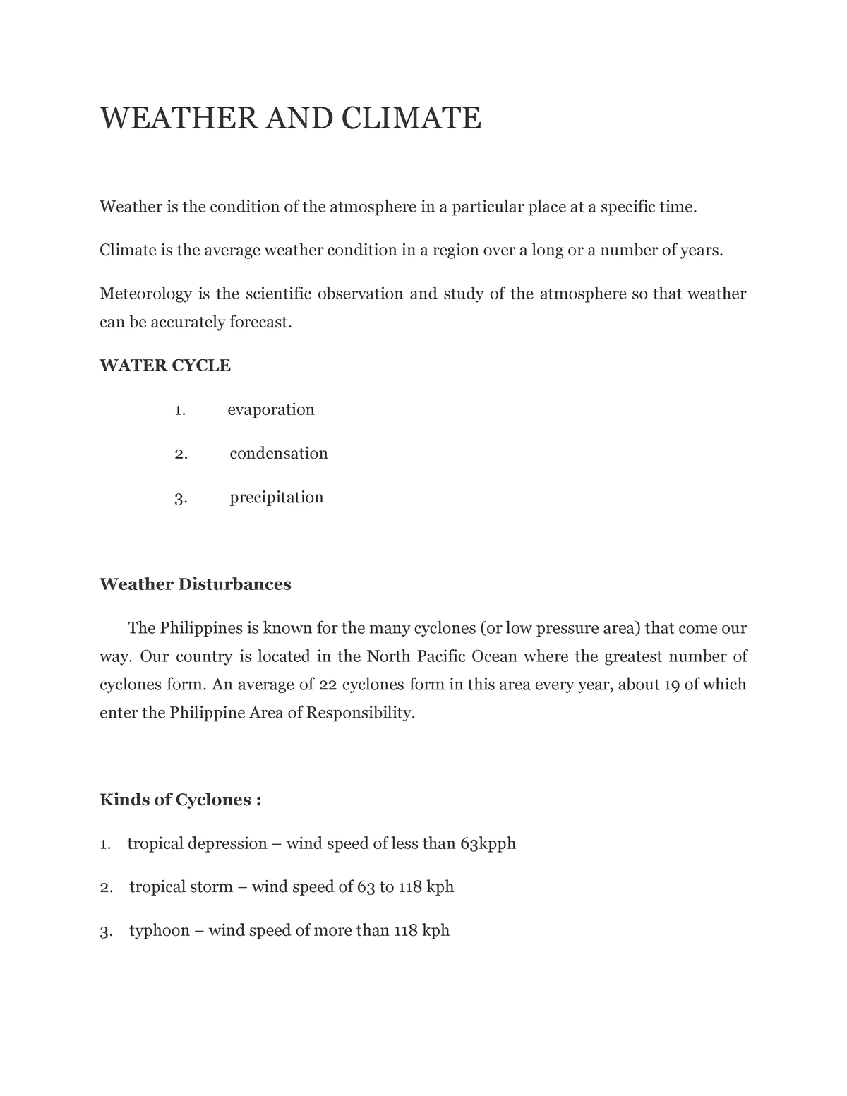 Weather AND Climate - Google Docs - WEATHER AND CLIMATE Weather is the ...