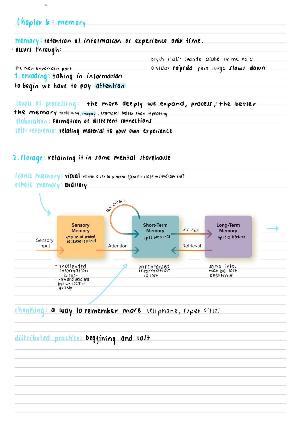 Psychology Chapter 6. Memory - Chaptero: Memory Memory:retention ...