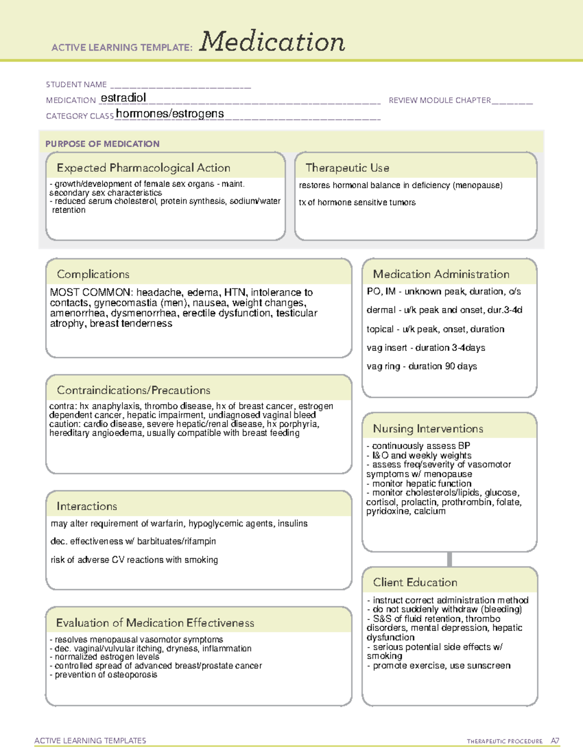 Med template - estradiol - ACTIVE LEARNING TEMPLATES THERAPEUTIC ...