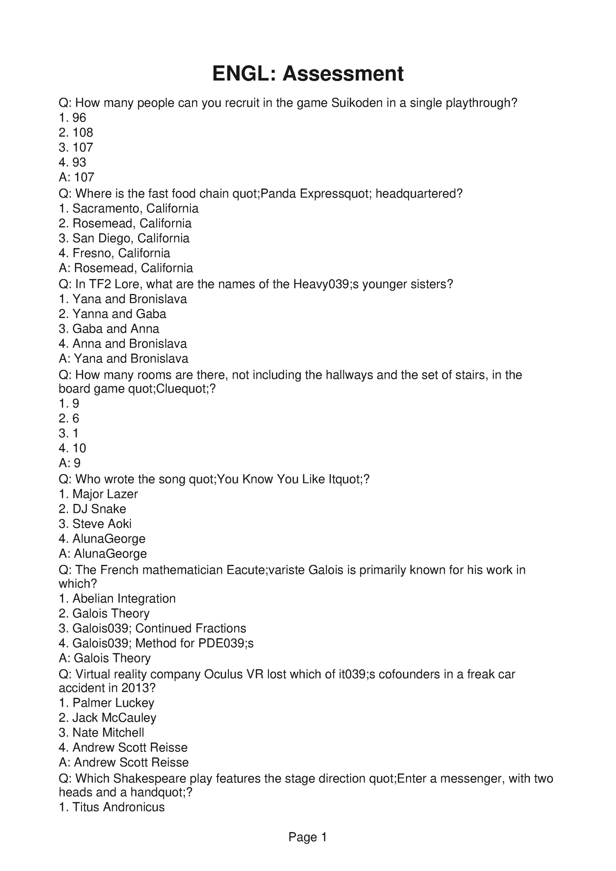 ENGL Assignment 1 - ENGL: Assessment Q: How many people can you recruit ...