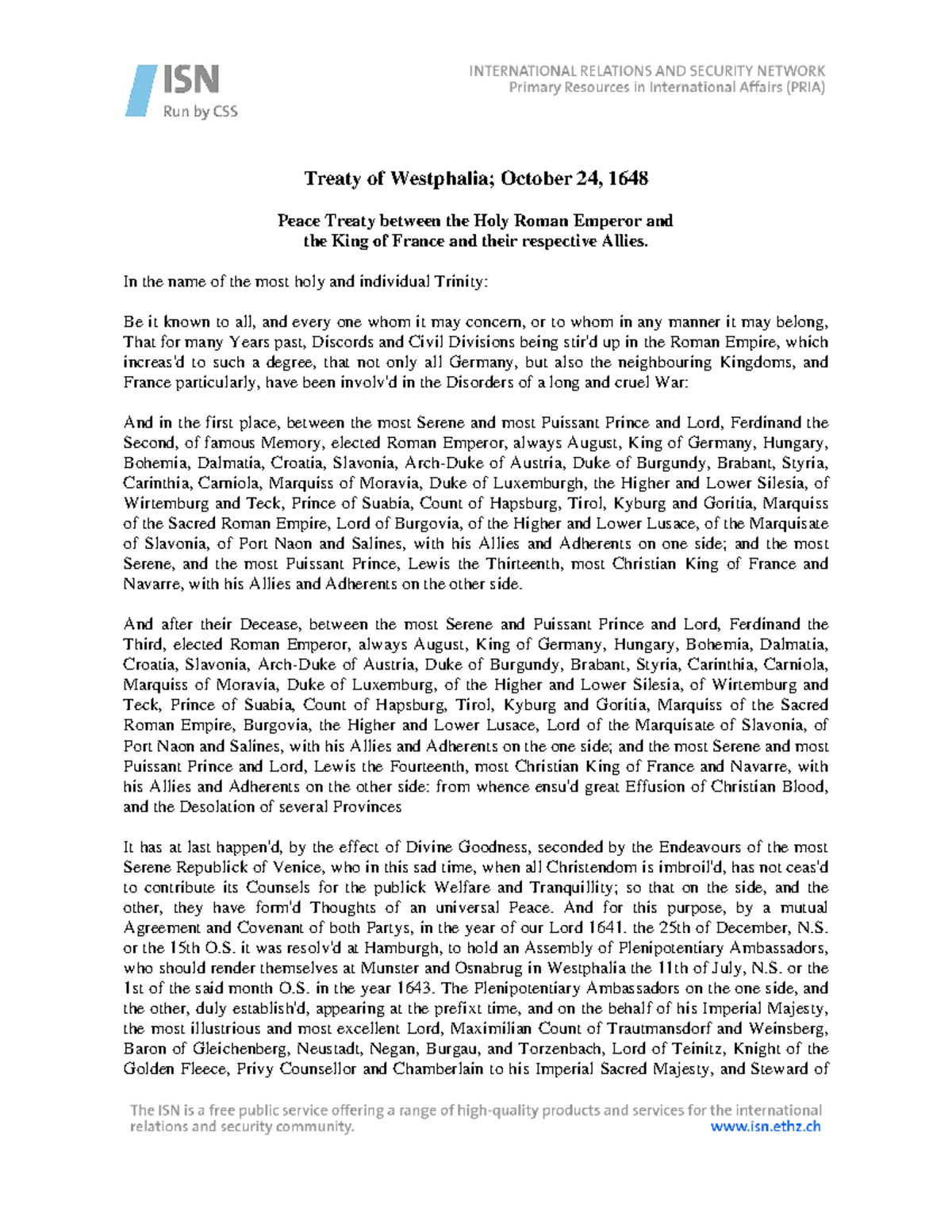 Treaty-of-Westphalia - Treaty of Westphalia; October 24, 1648 Peace ...