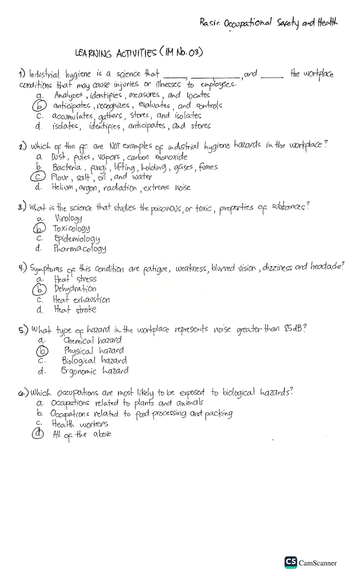 Basic Occupational Safety and Health (BOSH) - Learning Activity#3 ...