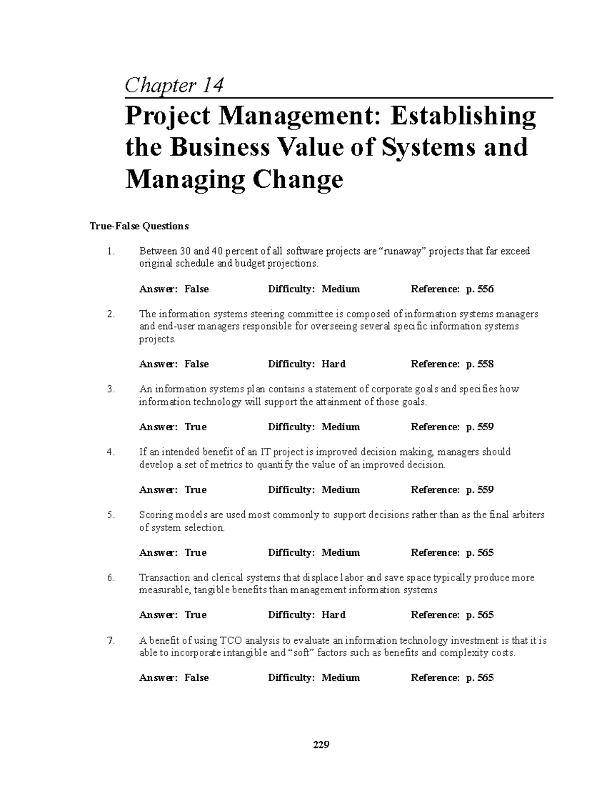 MIS10E Testbank CH14 - Chapter 14 Project Management: Establishing The ...