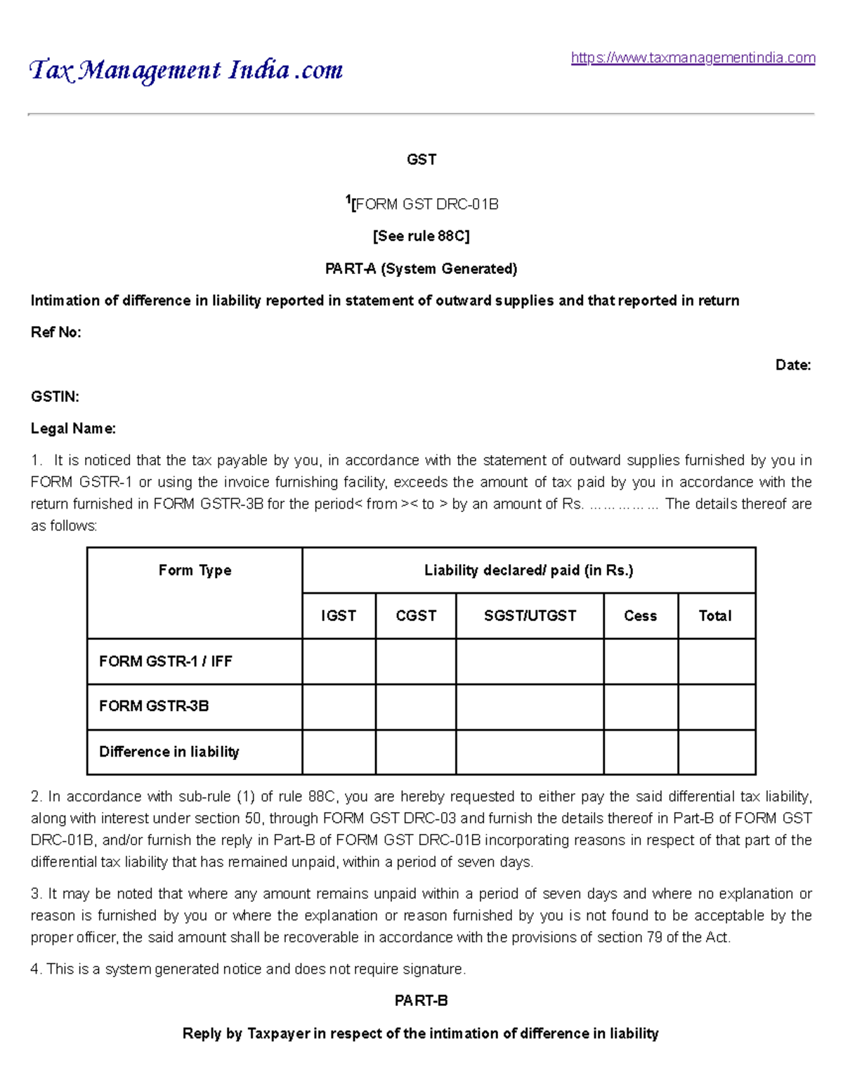 form-gst-drc-01b-intimation-tax-management-india