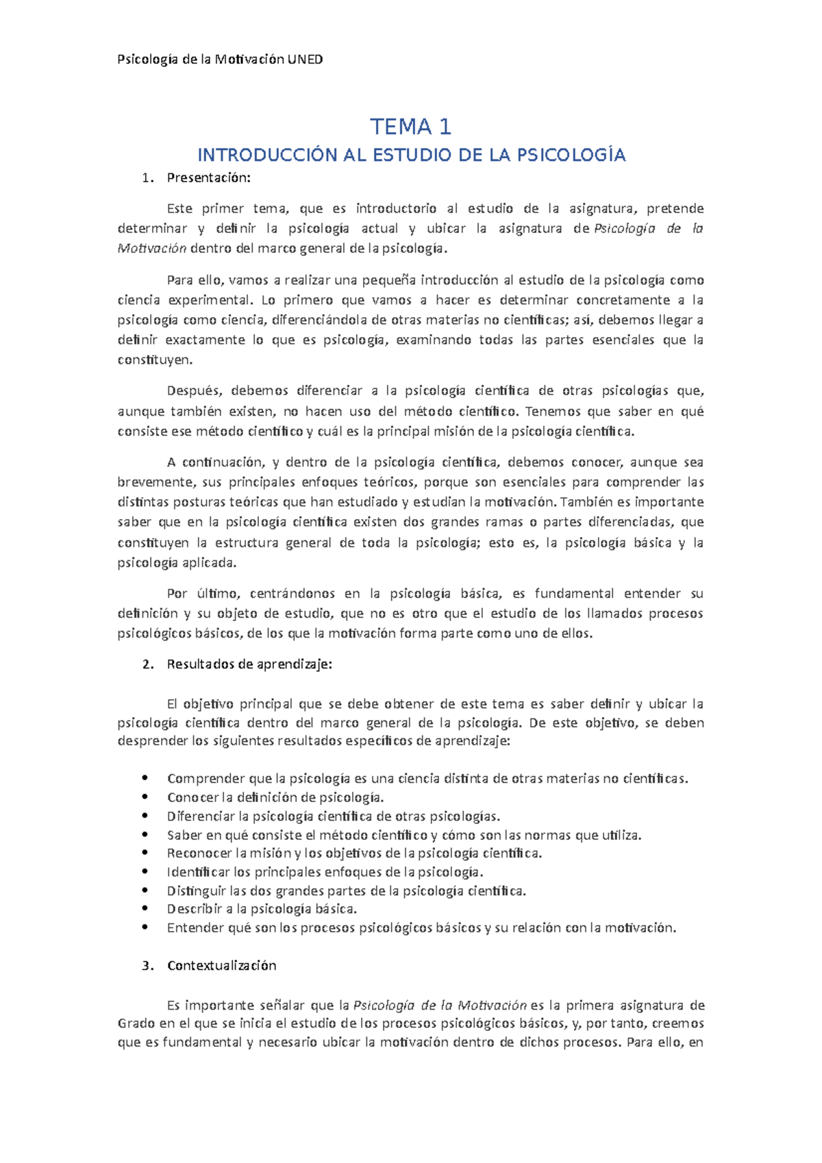 EL Temario - apuntes - TEMA 1 INTRODUCCIÓN AL ESTUDIO DE LA PSICOLOGÍA ...