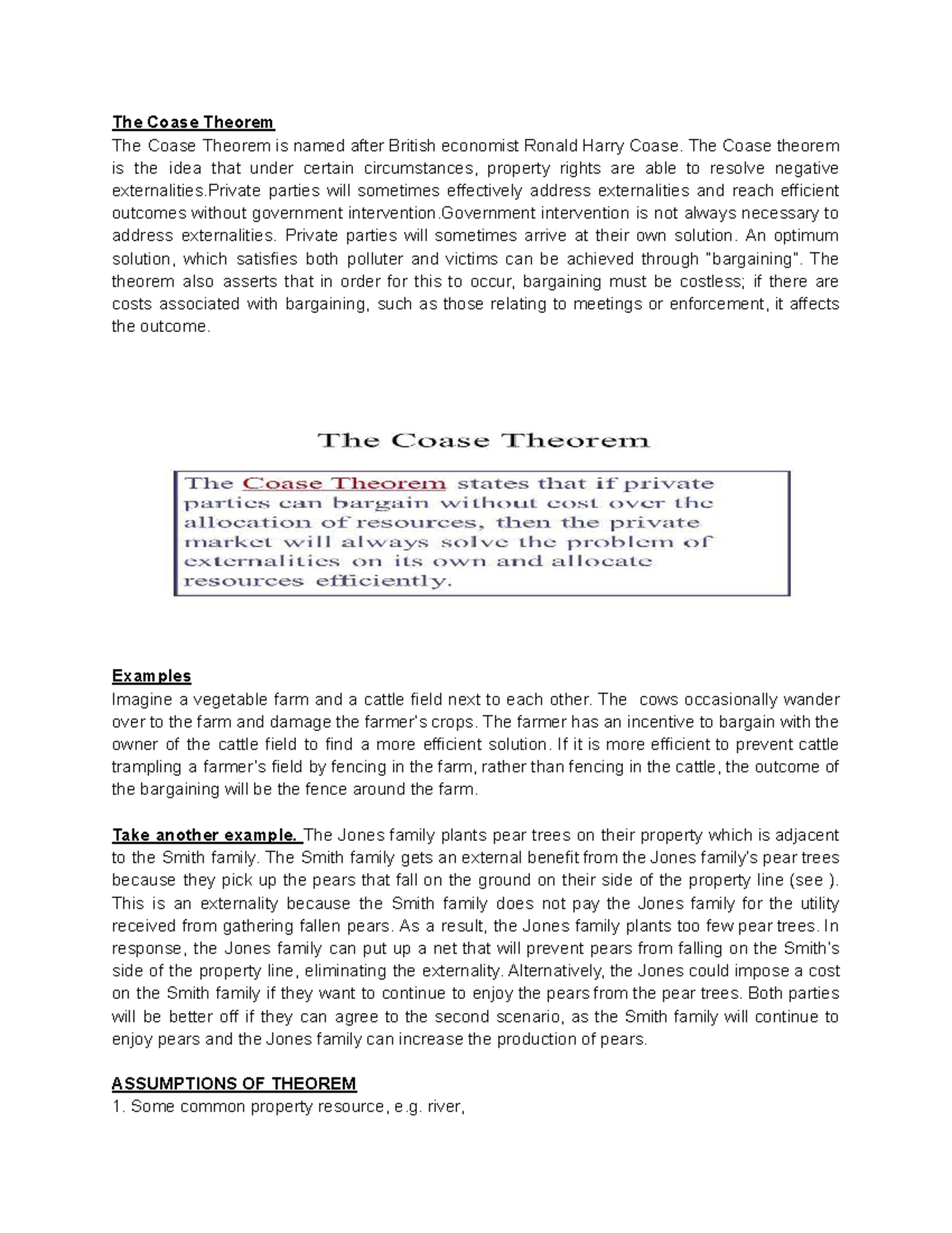 The Coase Theorem - The Coase Theorem The Coase Theorem is named after ...