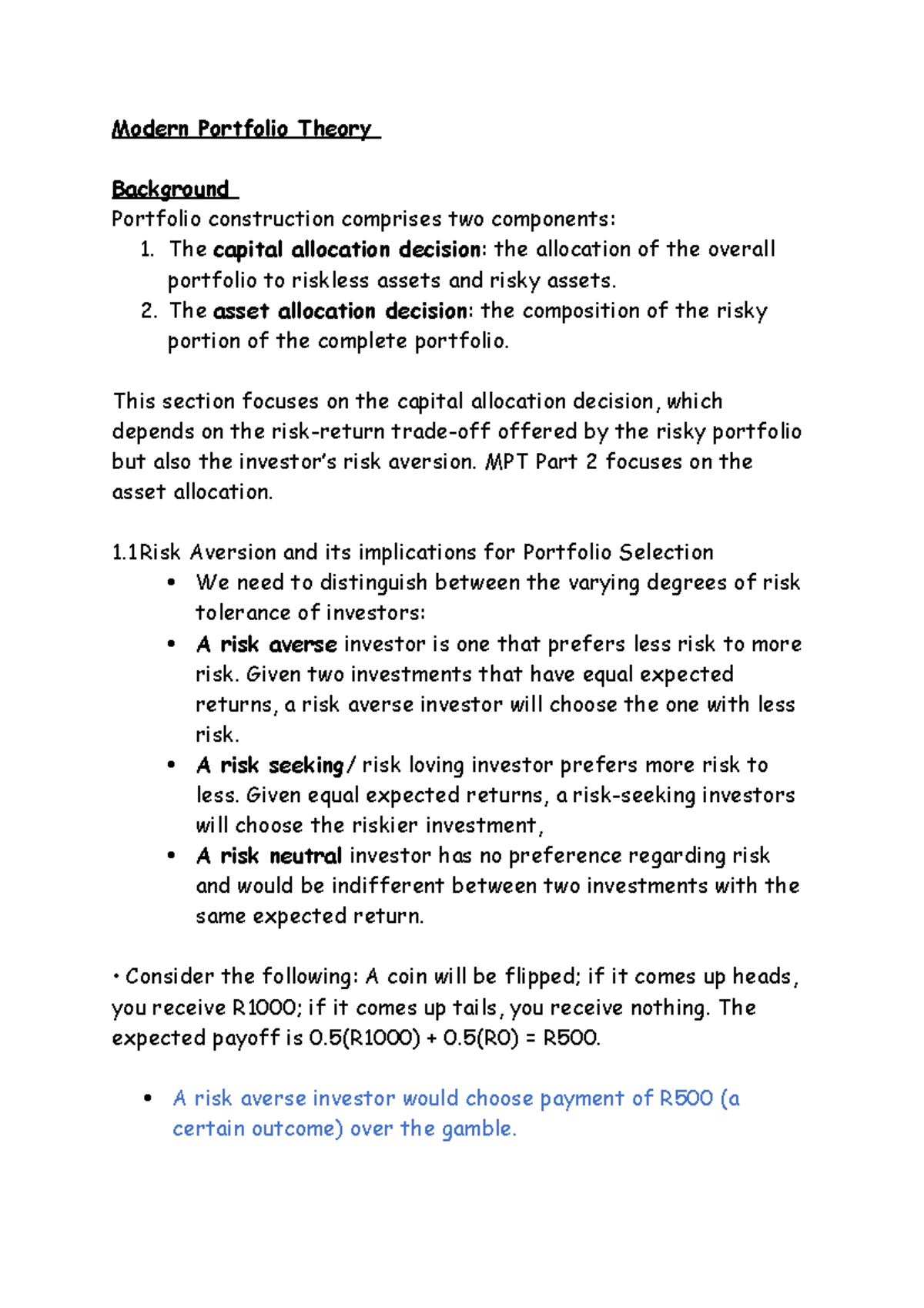 Modern Portfolio Theory - Modern Portfolio Theory Background Portfolio ...