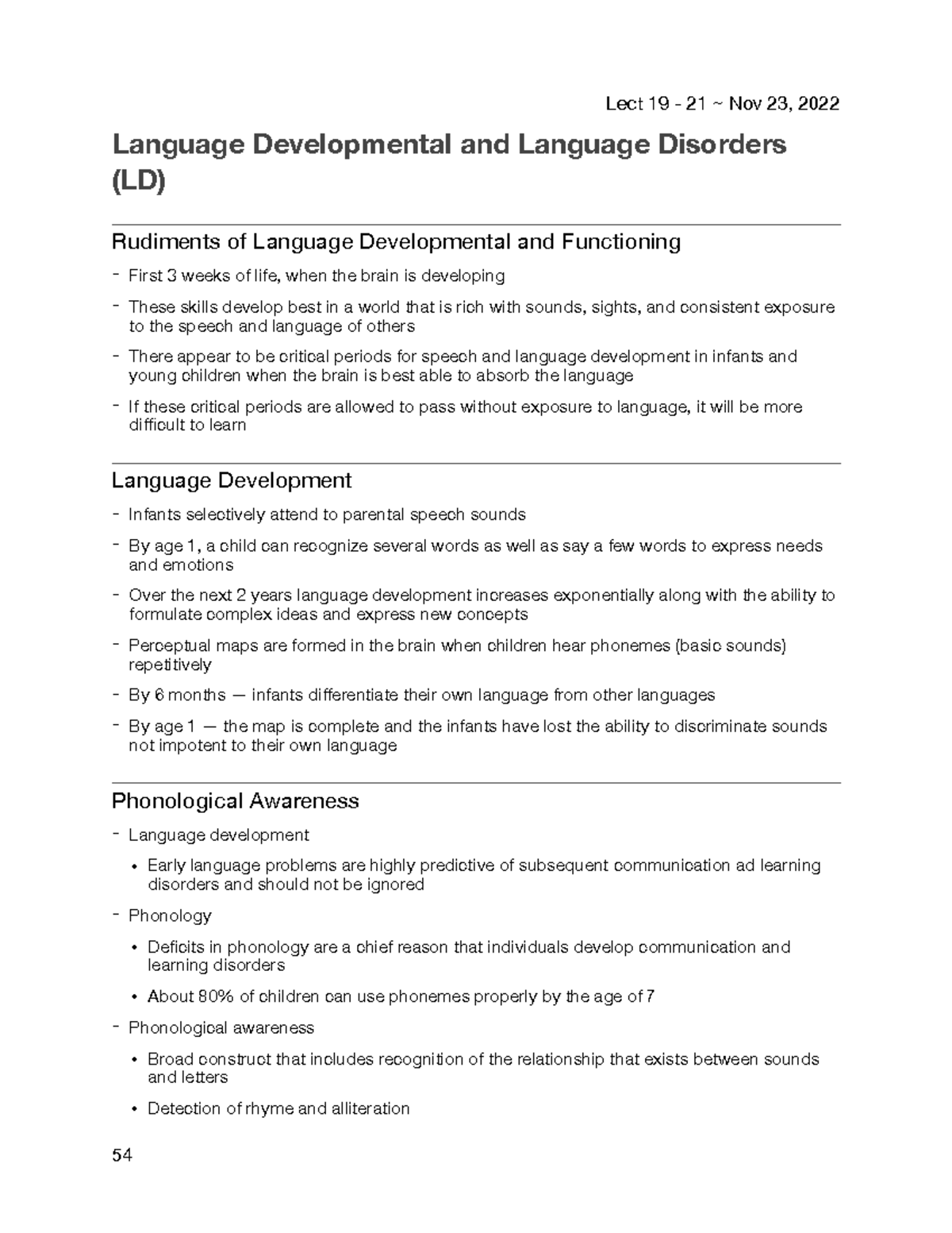 Language developmental and language disorder lecture notes - Language ...