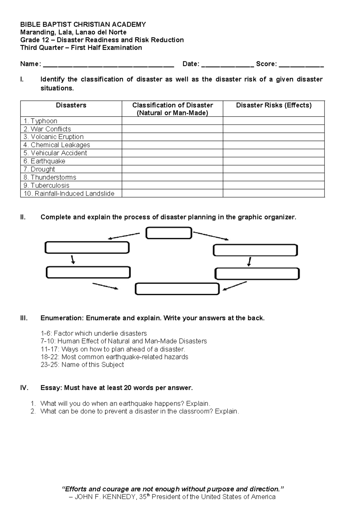 3Q First Half Exam - bersydtfrm yr,dur - BIBLE BAPTIST CHRISTIAN ...