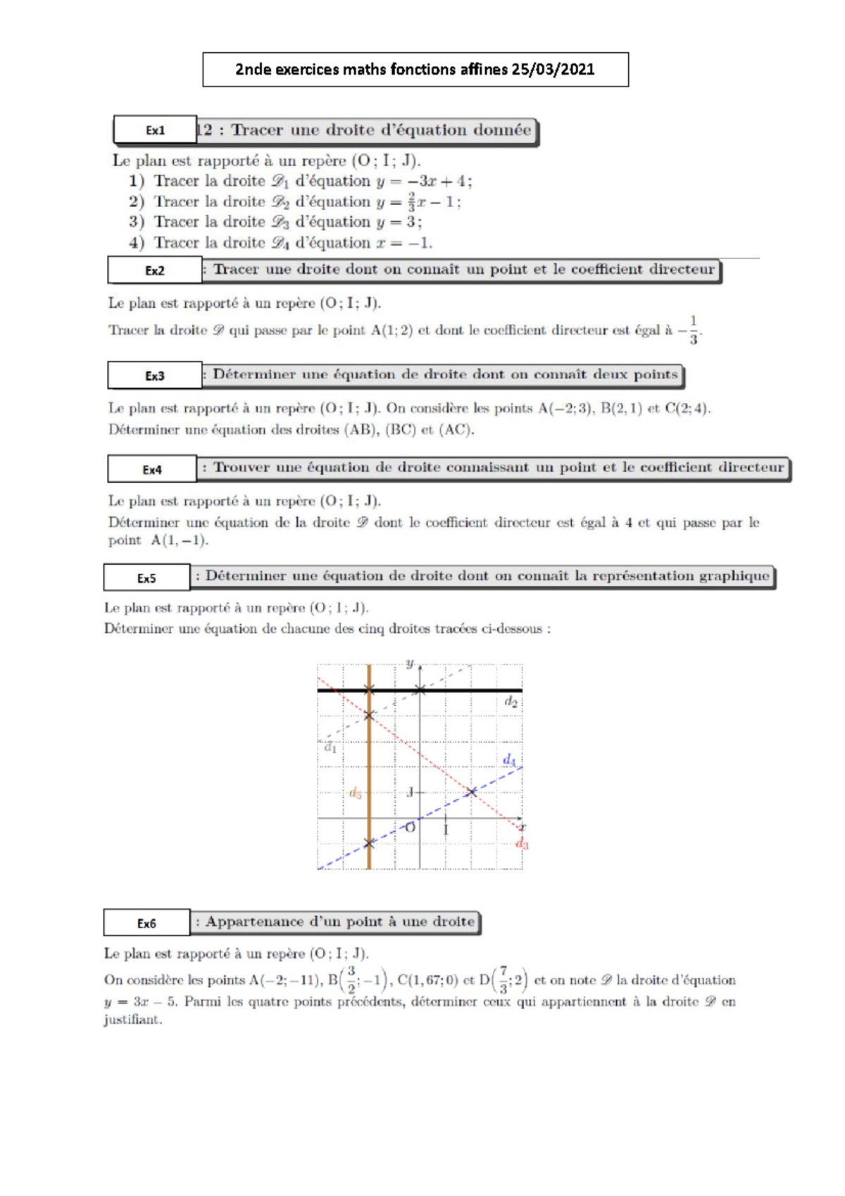 2nde-exos-fonctions Affines - Mathematics: Applications And ...