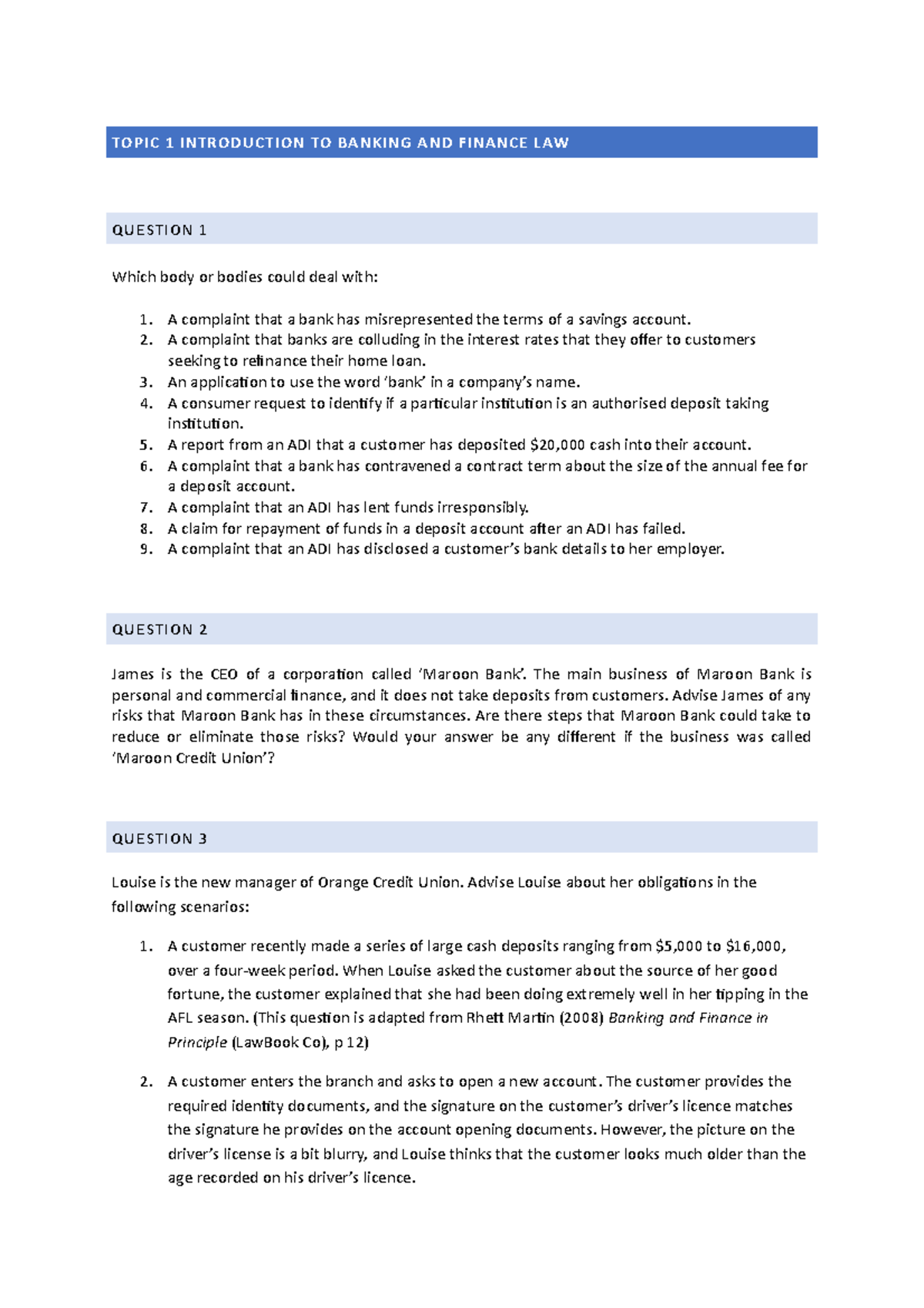 Llb340 2023 Topic 1 Tutorial Questions Topic 1 Introduction To Llb340 2023 Topic 1 Tutorial Questions Topic 1 Introduction To