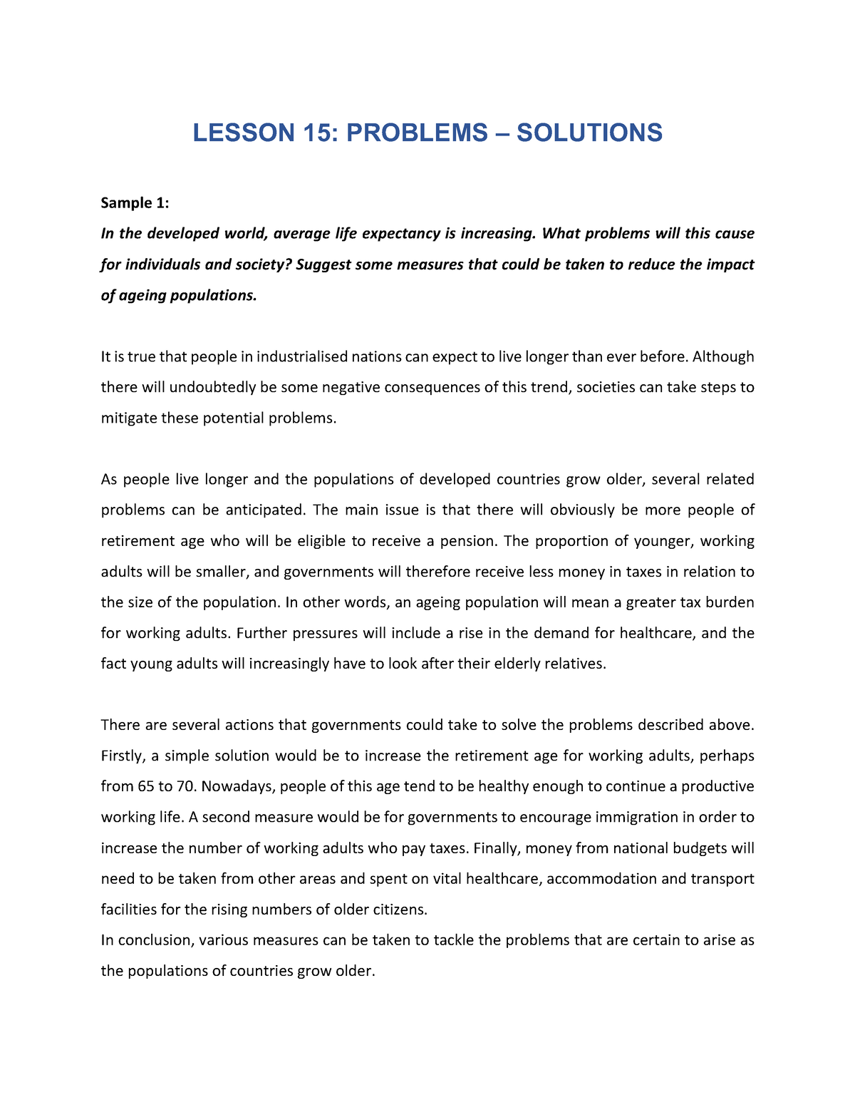 Lesson 15 Samples - LESSON 15: PROBLEMS – SOLUTIONS Sample 1: In The ...