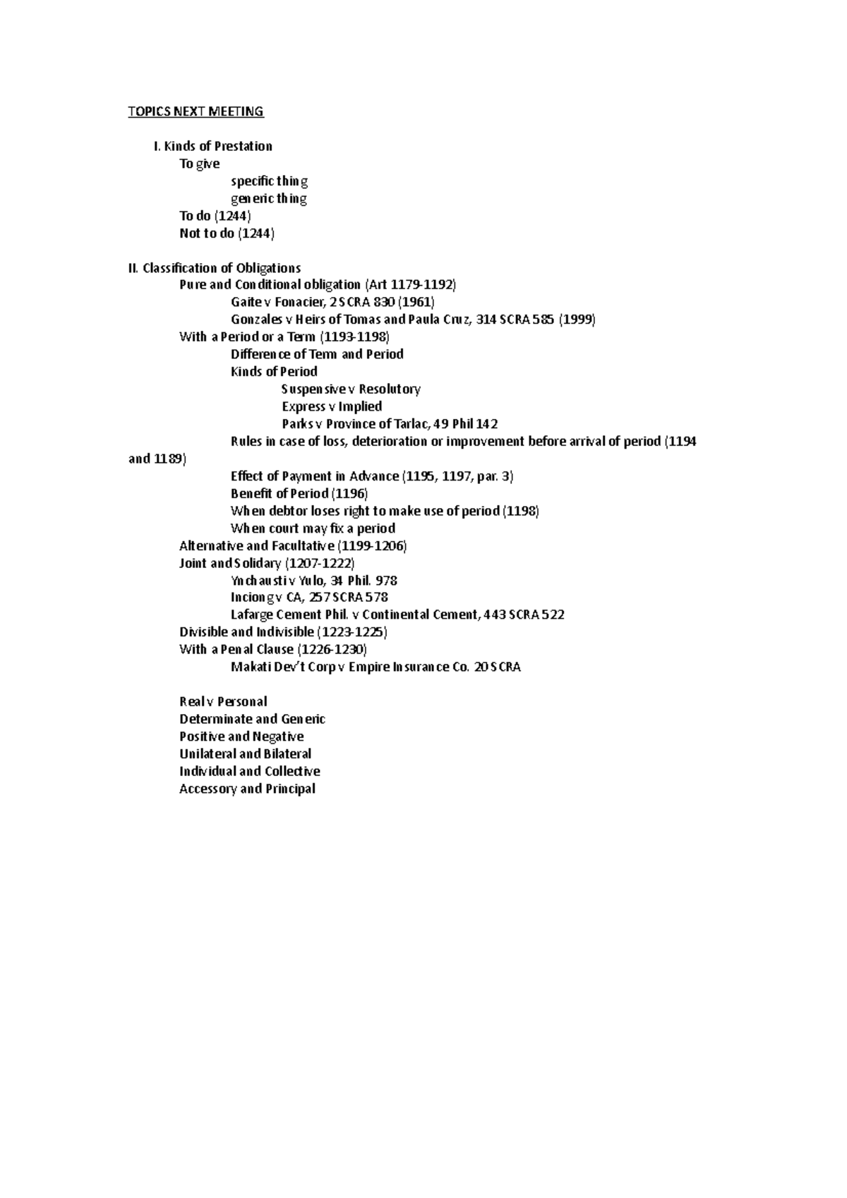 Oblicon Topics-NEXT- Meeting - TOPICS NEXT MEETING I. Kinds of ...