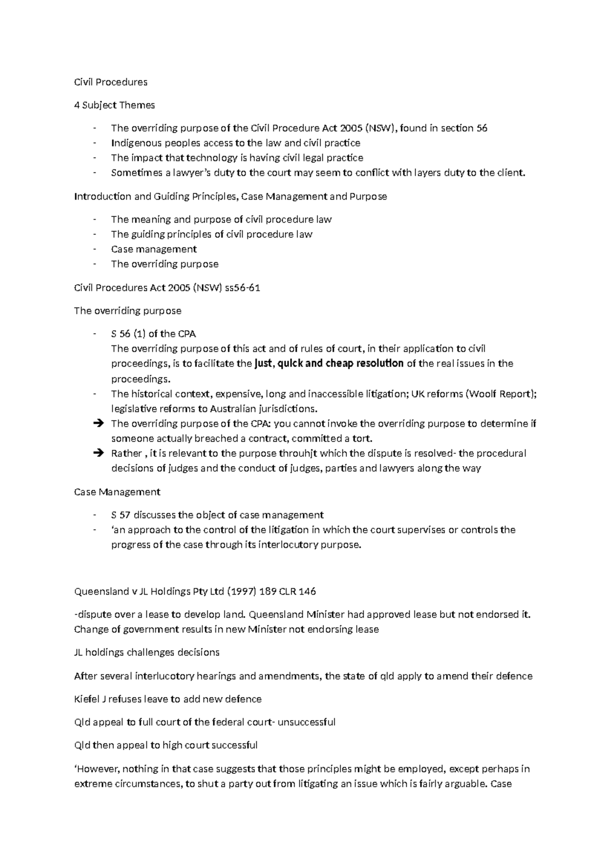 Civil Procedures 1 - Introduction and Guiding Principles, Case ...