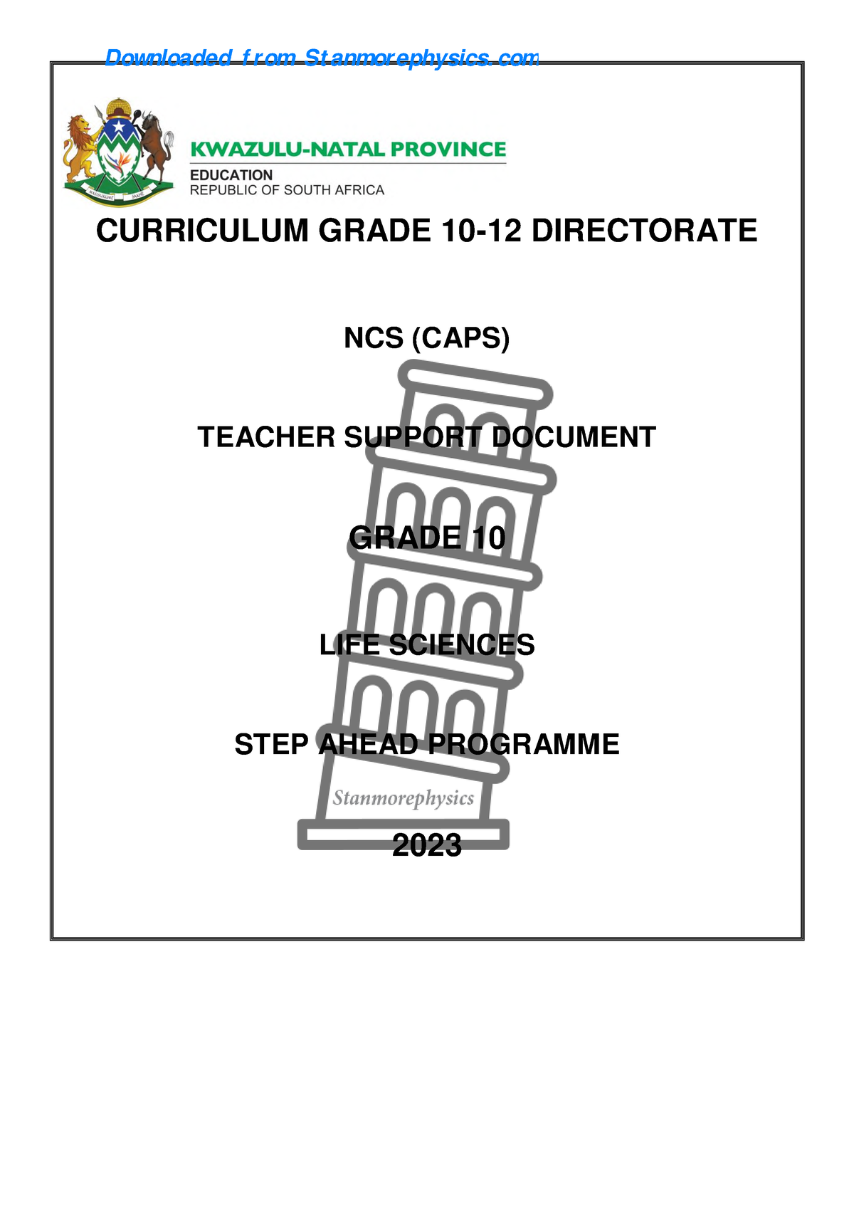 KZN LFSC Grade 10 Step Ahead Teacher Support Document 2023 - CURRICULUM ...