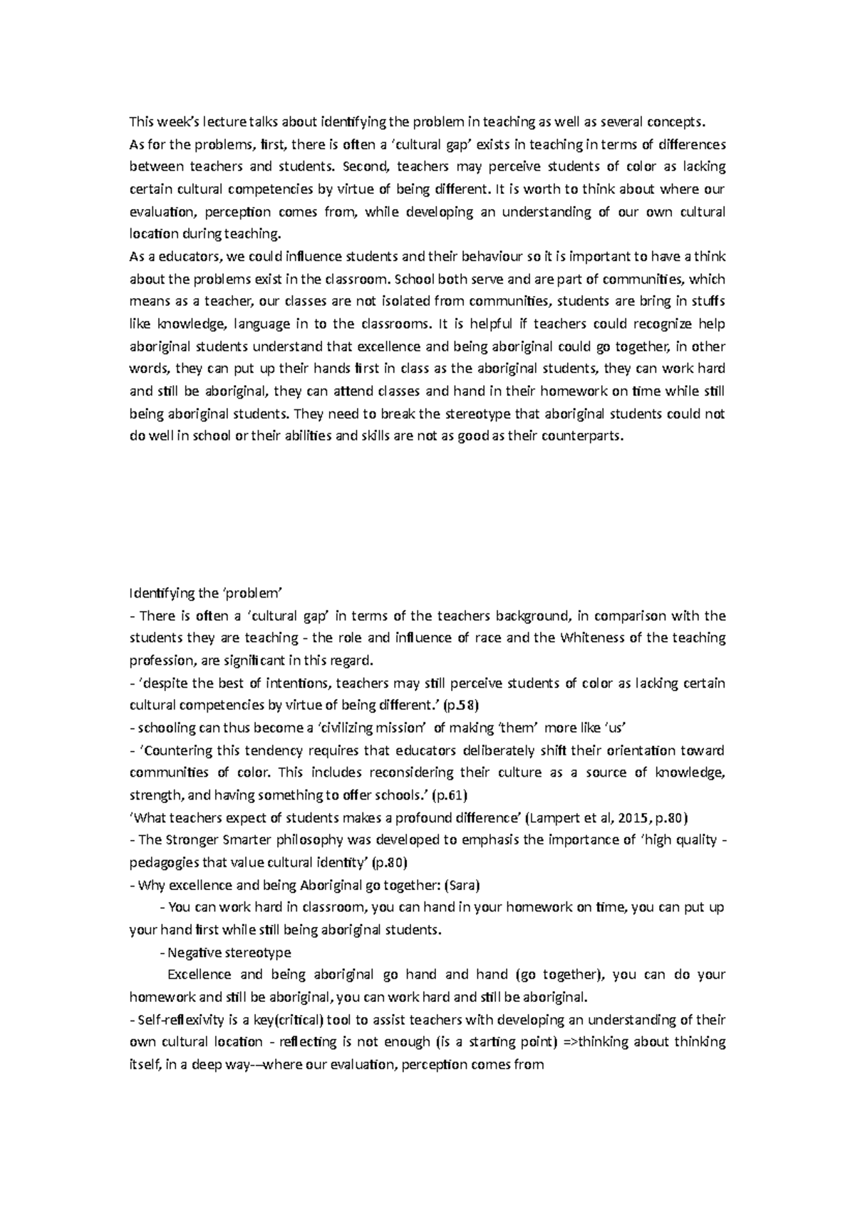 Week 10 - Notes - This week’s lecture talks about identifying the ...
