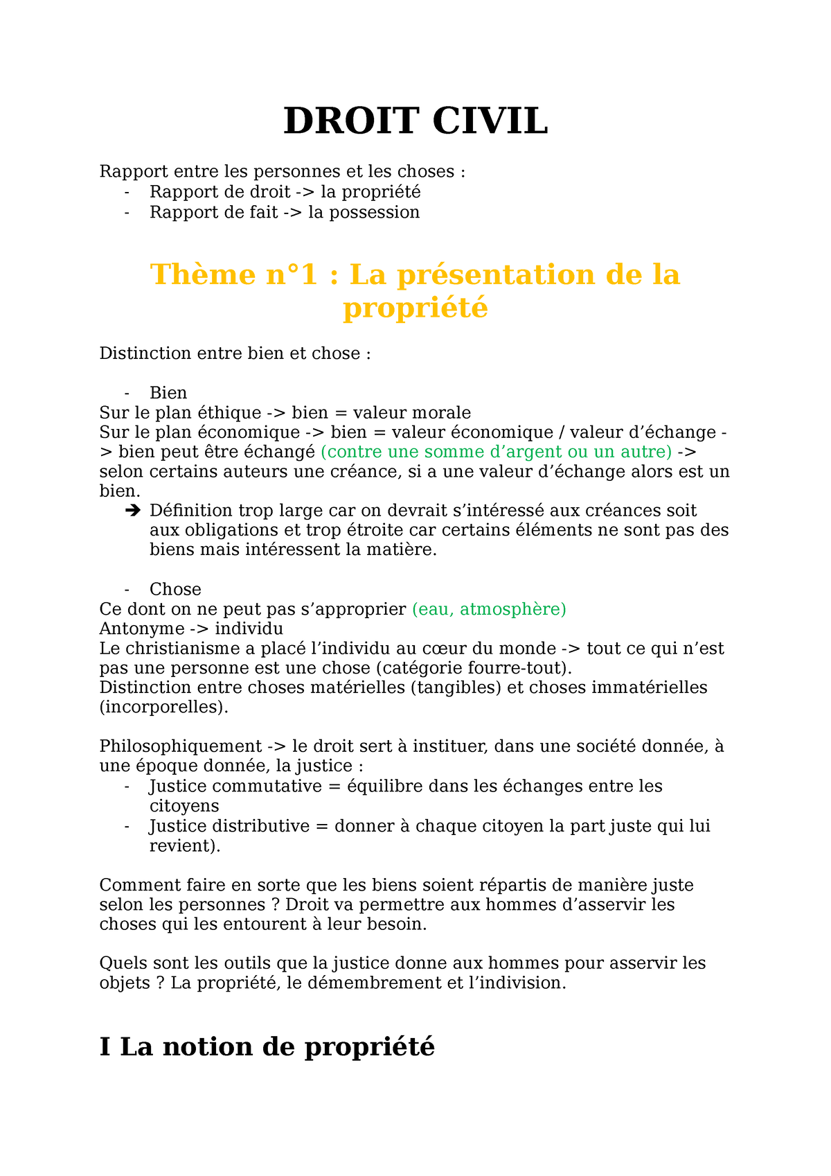 Cours S5 Droit Des Biens Droit Civil Rapport Entre Les Personnes Et Les Choses Rapport De 3121