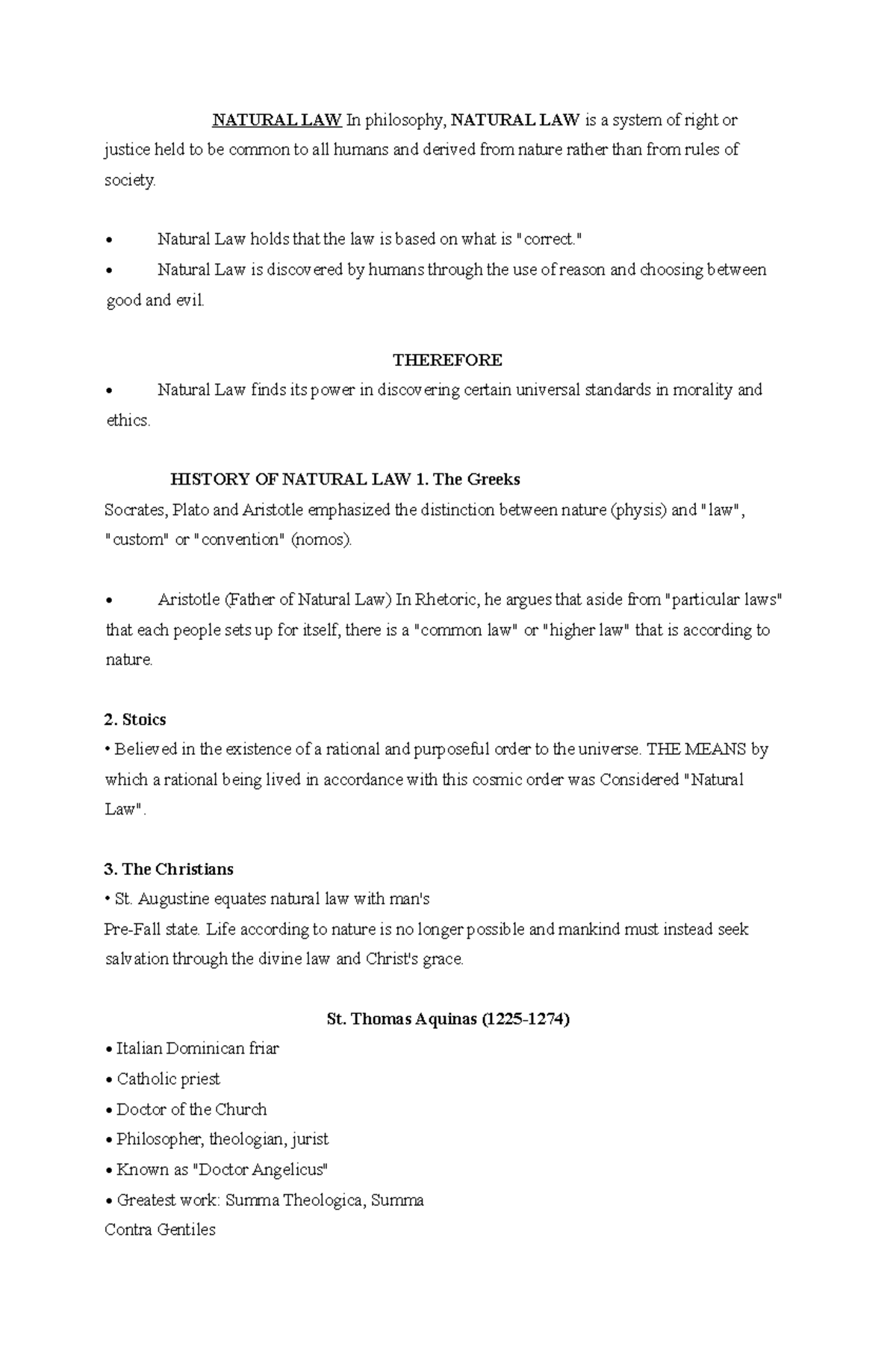 Bioethics Natural Law Natural Law In Philosophy Natural Law Is A