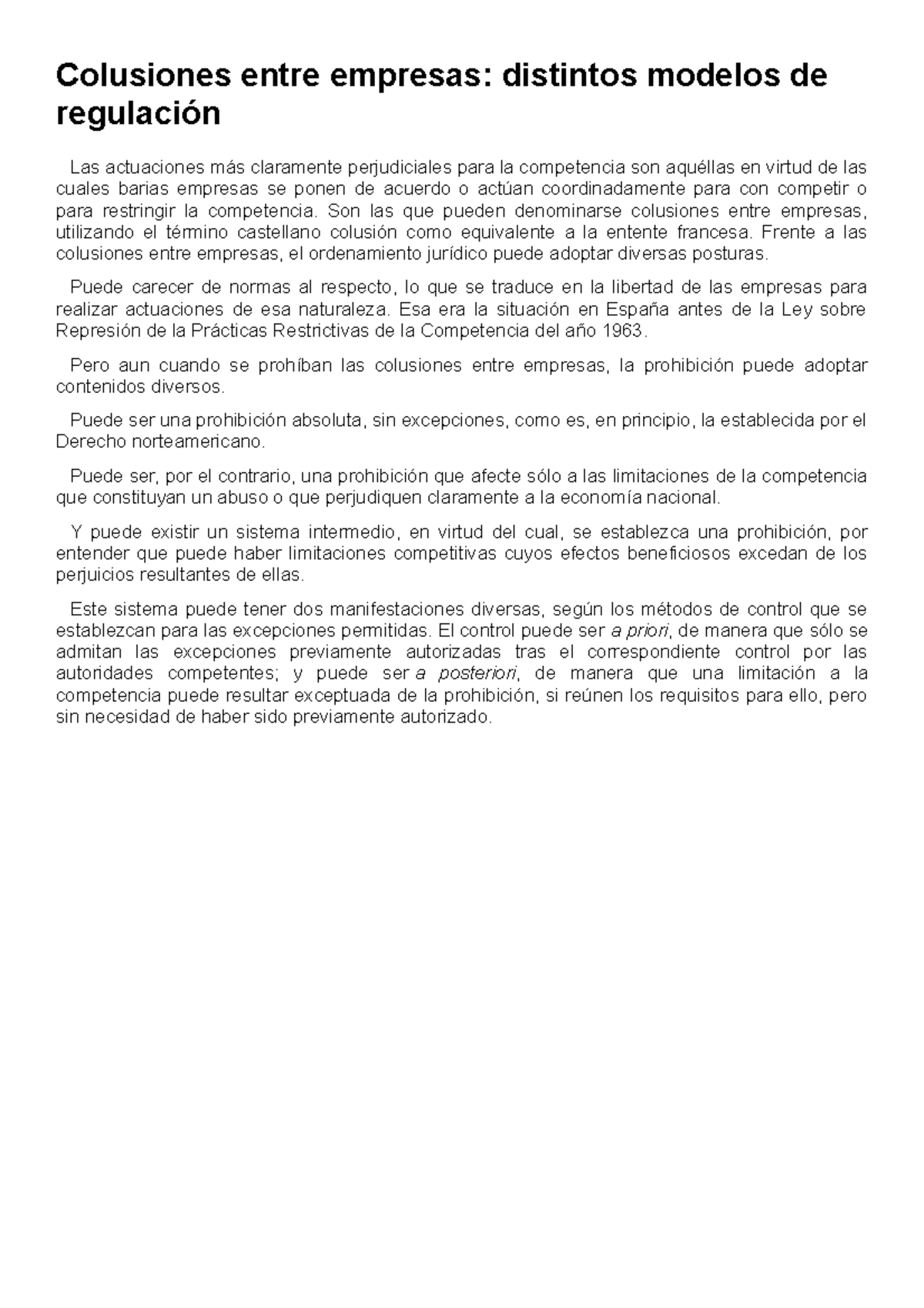 Colusiones entre empresas - Derecho Mercantil - Colusiones entre ...
