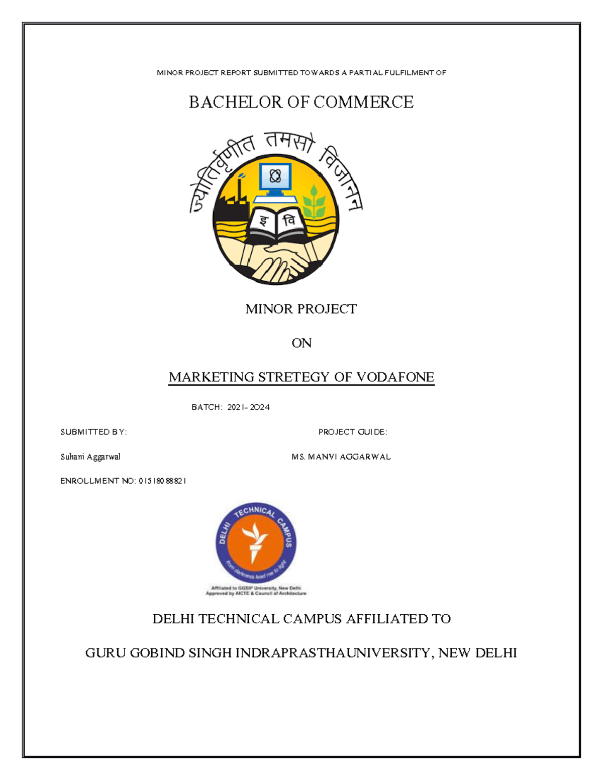 Suhani minor bcom - MINOR PROJECT REPORT SUBMITTED TOWARDS A PARTIAL ...