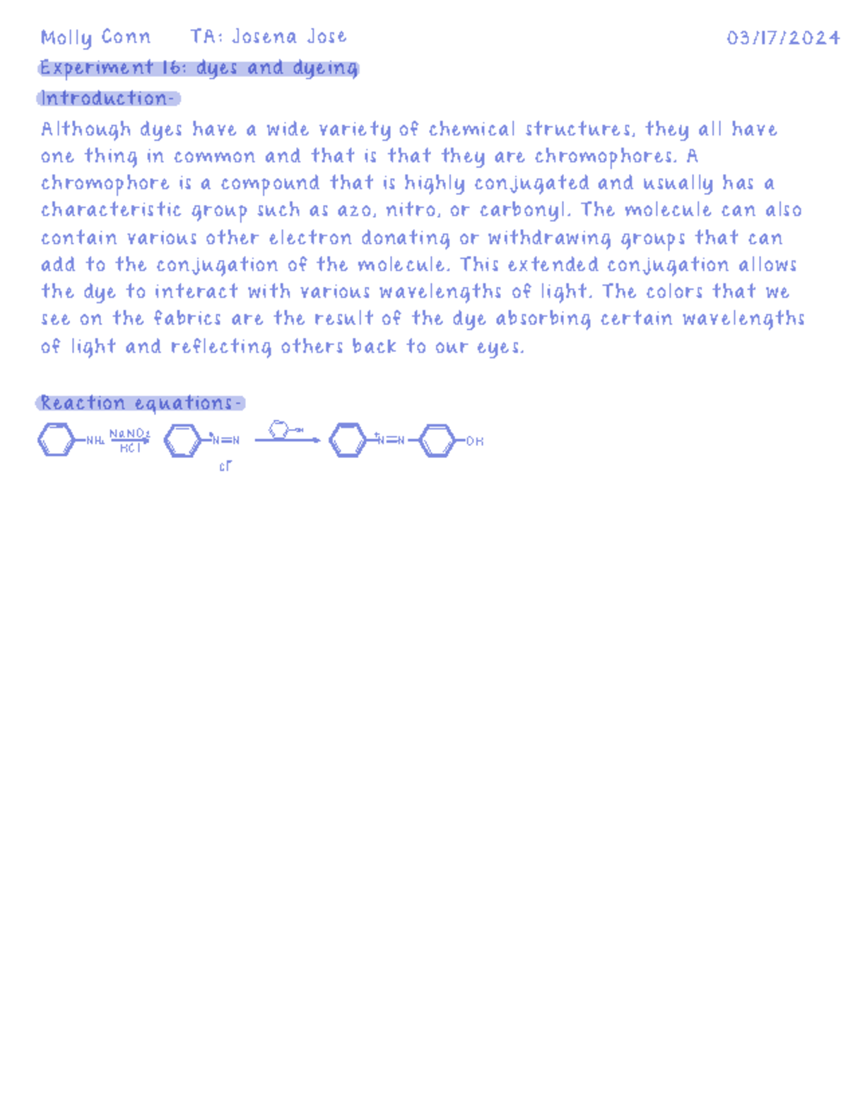 Experiment 16 Lab Report Molly Conn TA Josena Jose 03/17/ Experiment