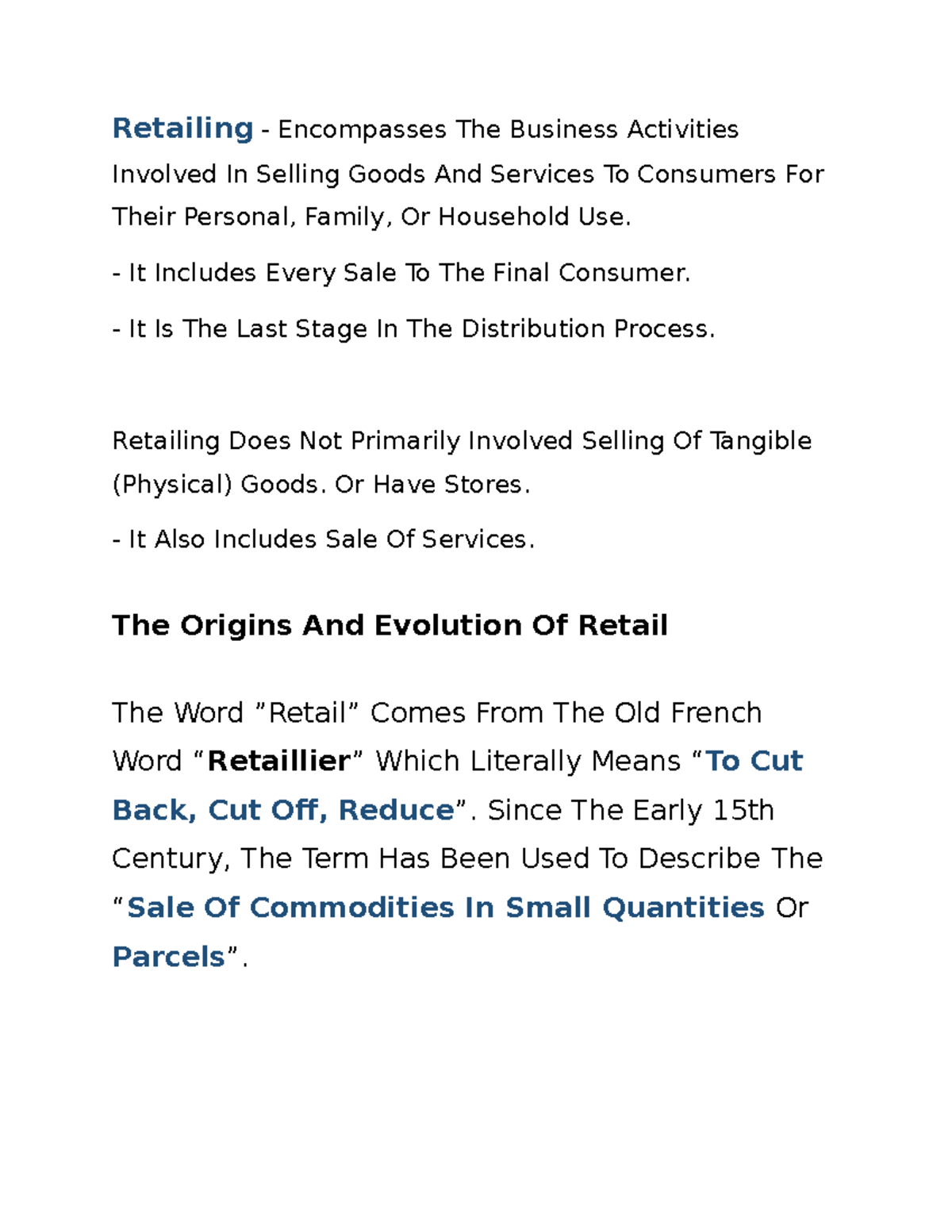 Retailing - Retail Management - Retailing - Encompasses The Business ...