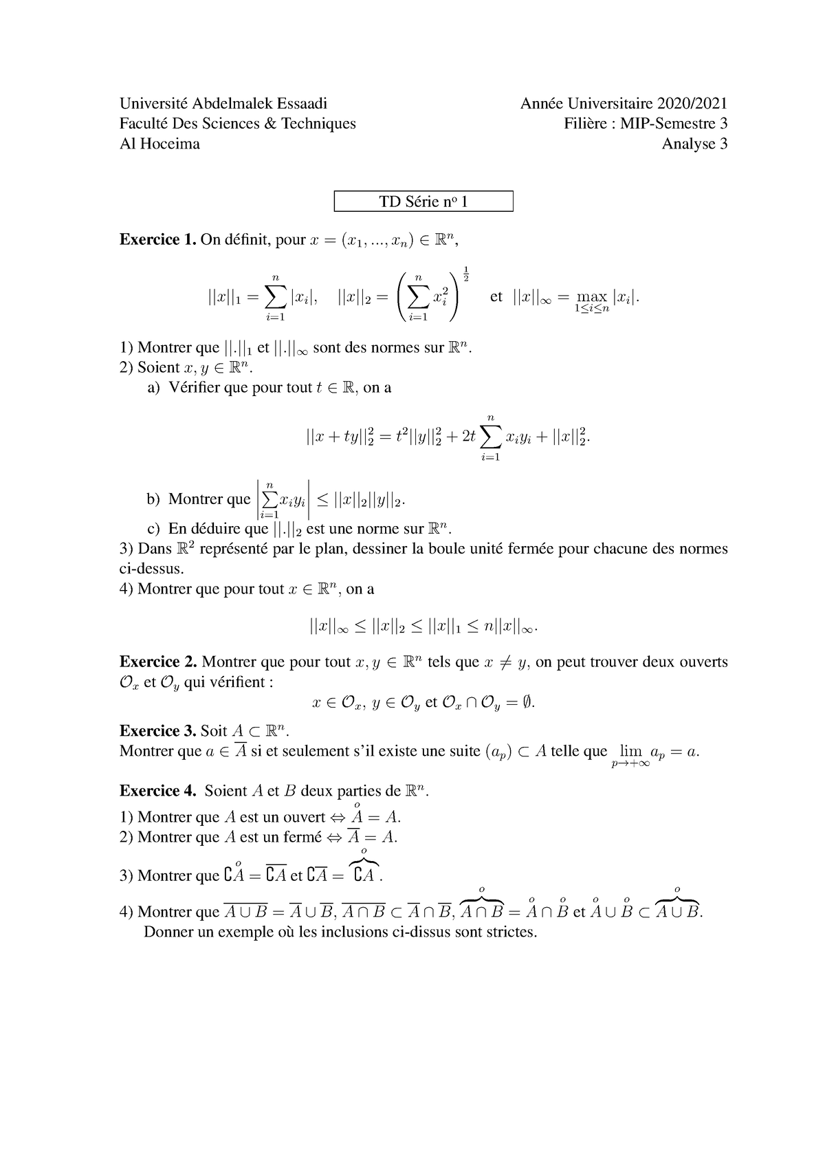 Td1 2020 2021 Analyse 3 Td Université Abdelmalek Essaadi Année Universitaire 2020 Faculté 5258