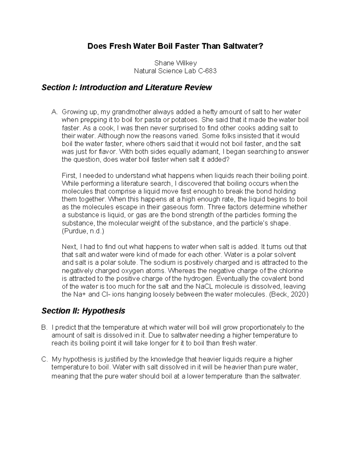 C683 Natural Science Lab Does Fresh Water Boil Faster Than Saltwater