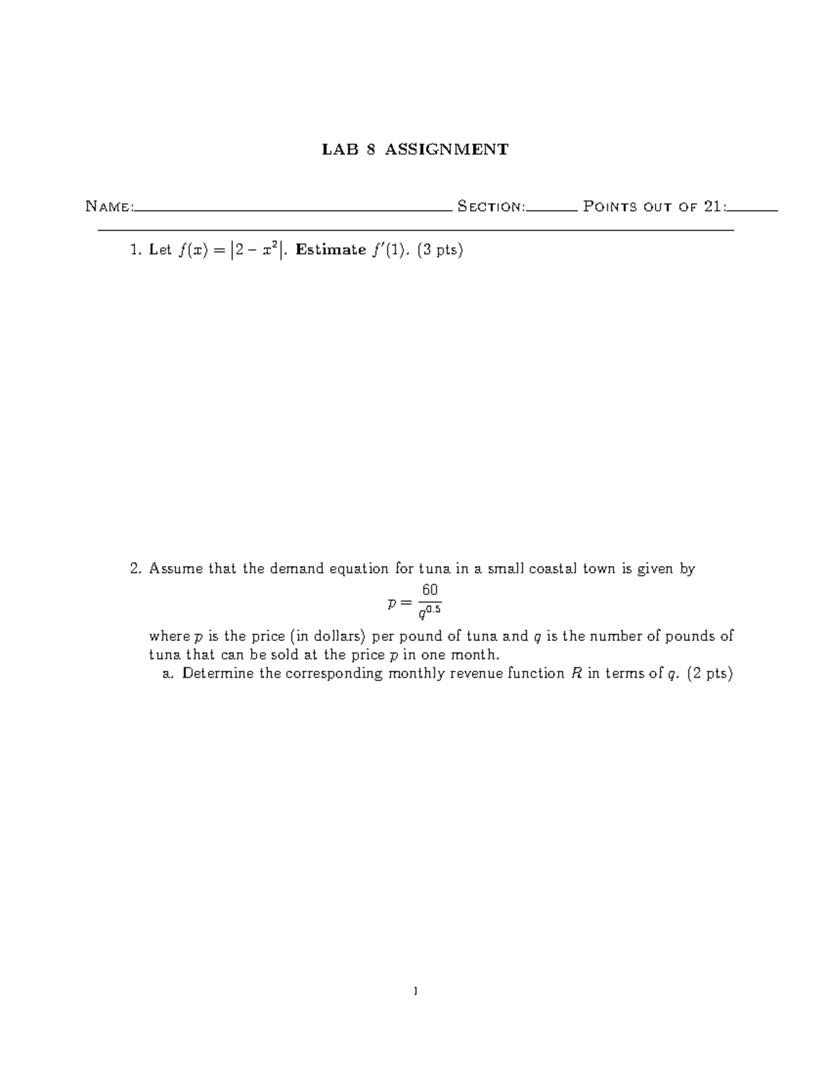 Lab 8 assignment - Derivatives Questions - MATH 202 - Minnesota State ...