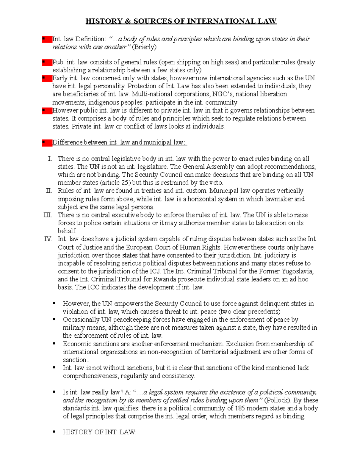 01)History Sources - Lecture notes on international law 2022 - HISTORY ...