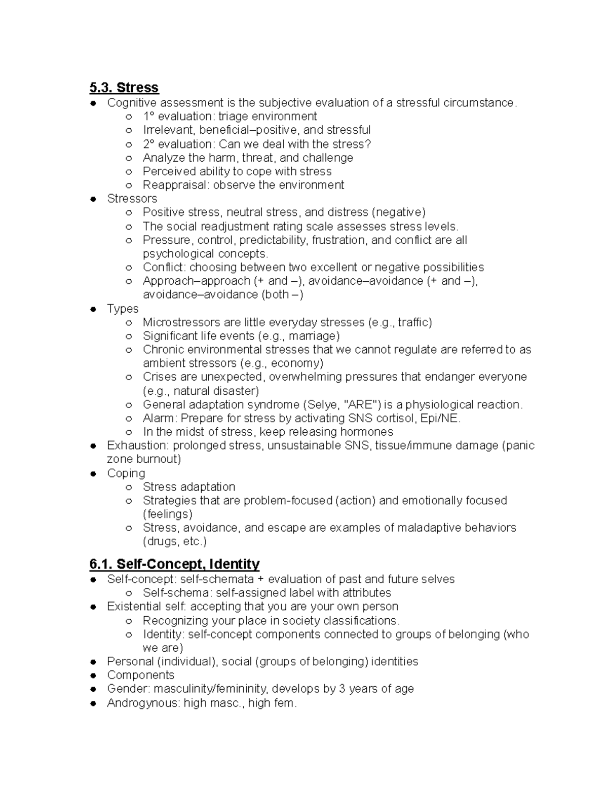 Stress And Self-concept, Identity - 5. Stress Cognitive Assessment Is 